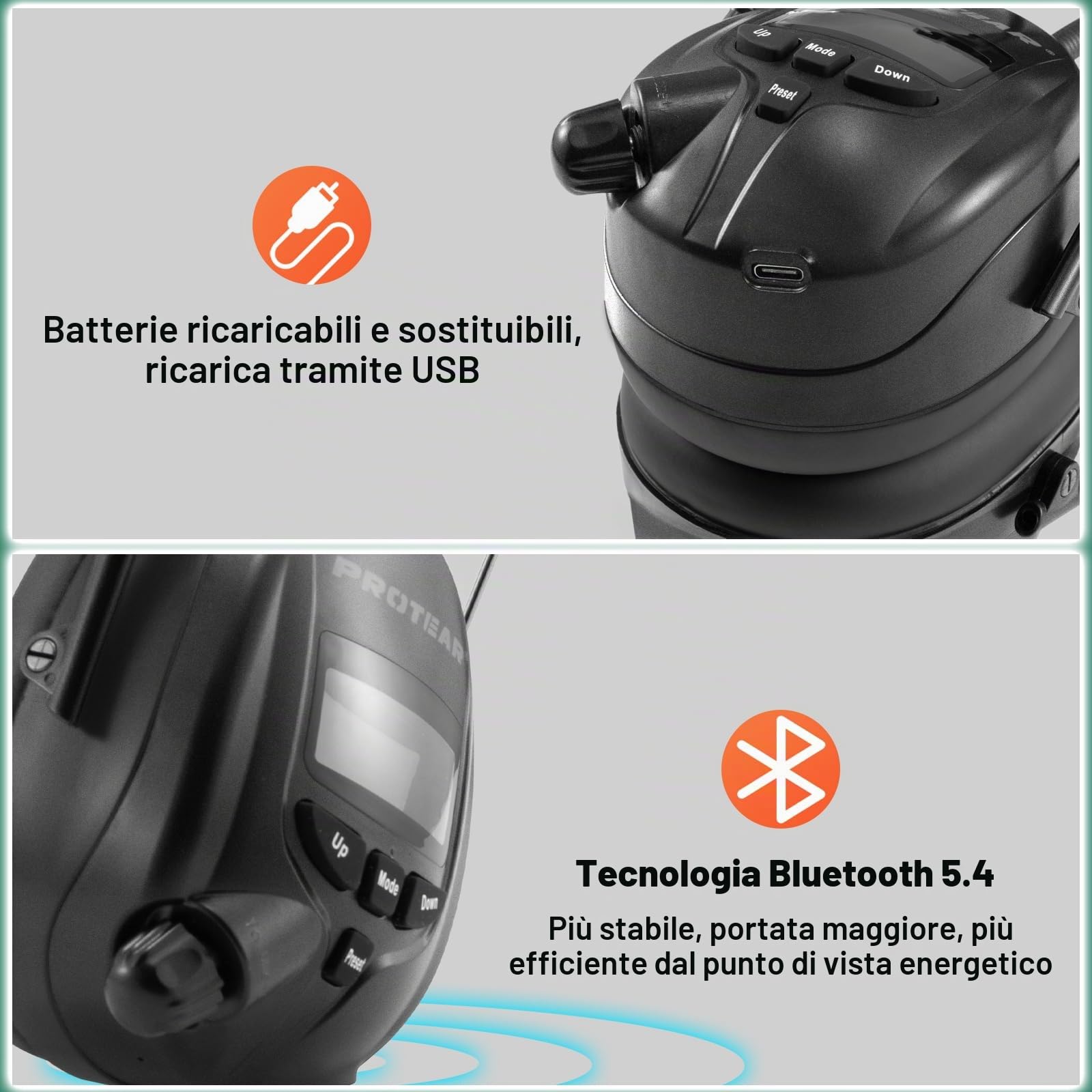 Cuffie Antirumore Bluetooth con radio DAB/DAB+/FM, microfono integrati, per taglio, segatura, officina,SNR 30dB