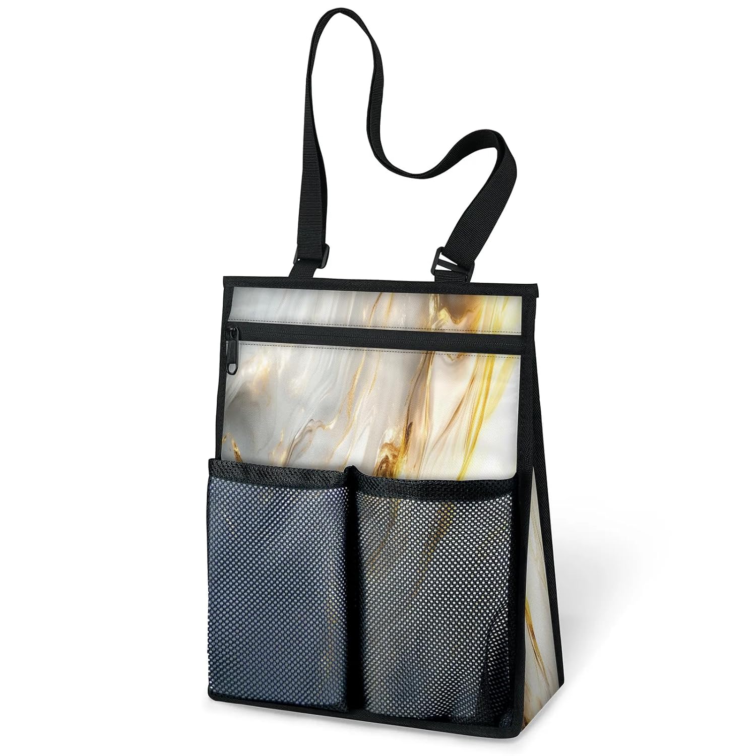 Ourtheme Abstract Marble Design Portable Shower Bag for Travel Gym Camp Beach Tote Shower Caddy Bags Hanging Toiletry