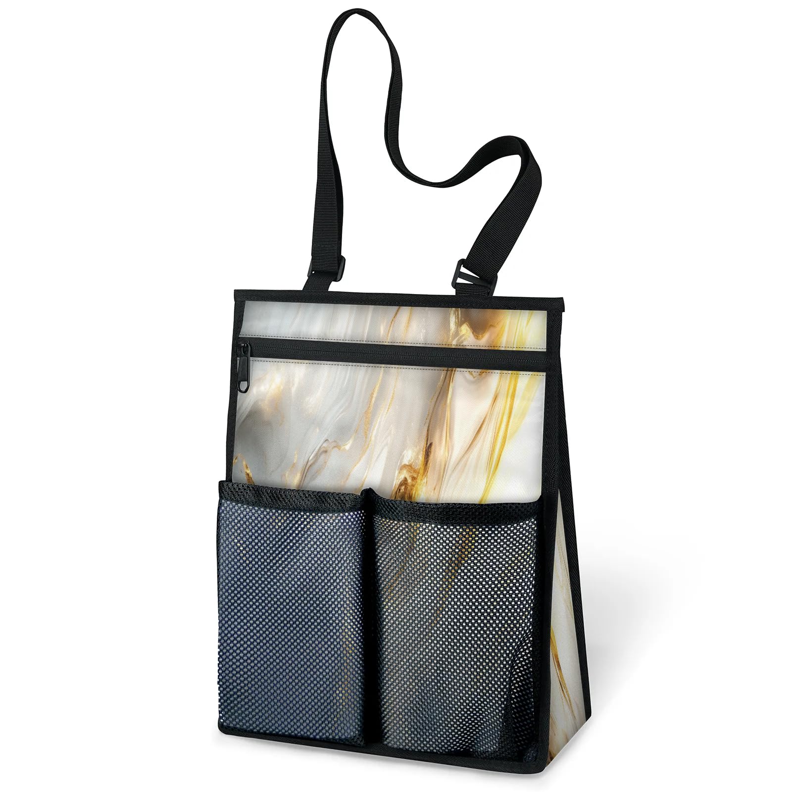 Ourtheme Abstract Marble Design Portable Shower Bag for Travel Gym Camp Beach Tote Shower Caddy Bags Hanging Toiletry