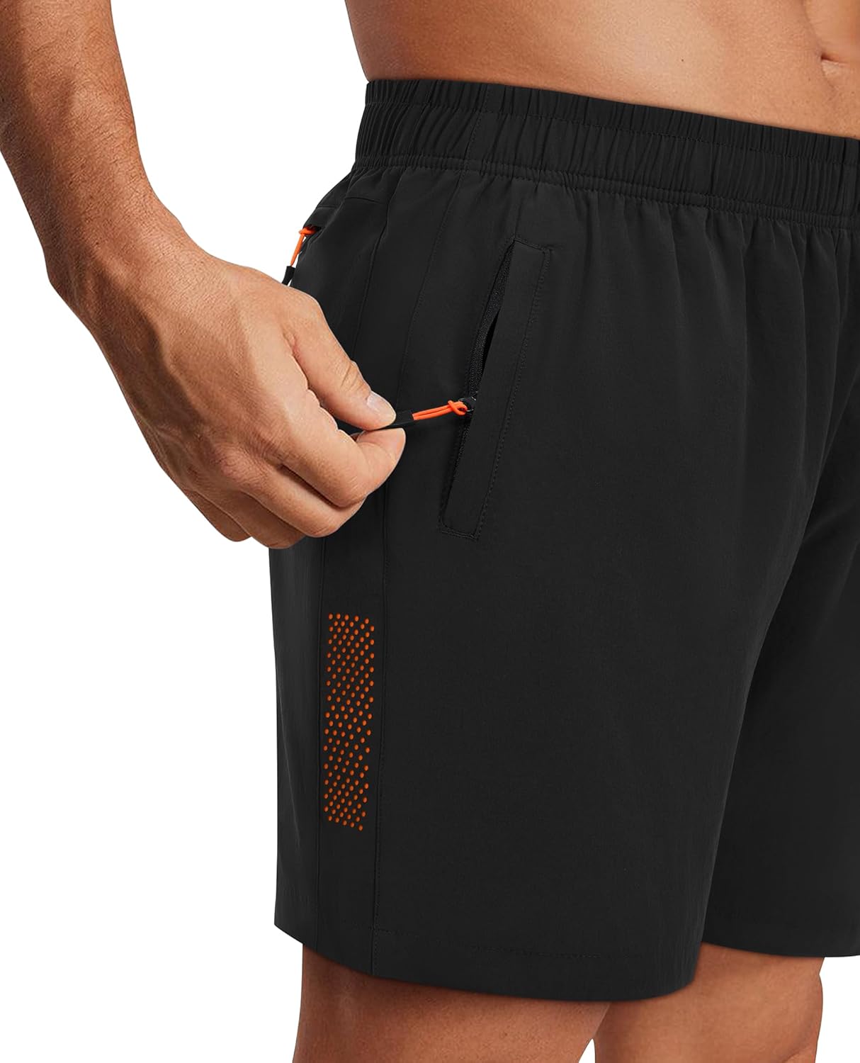 Men's Athletic Running Shorts with Zipper Pockets Quick Dry Drawstring 7" Gym Shorts for Basketball Workout Jogging - Image 3