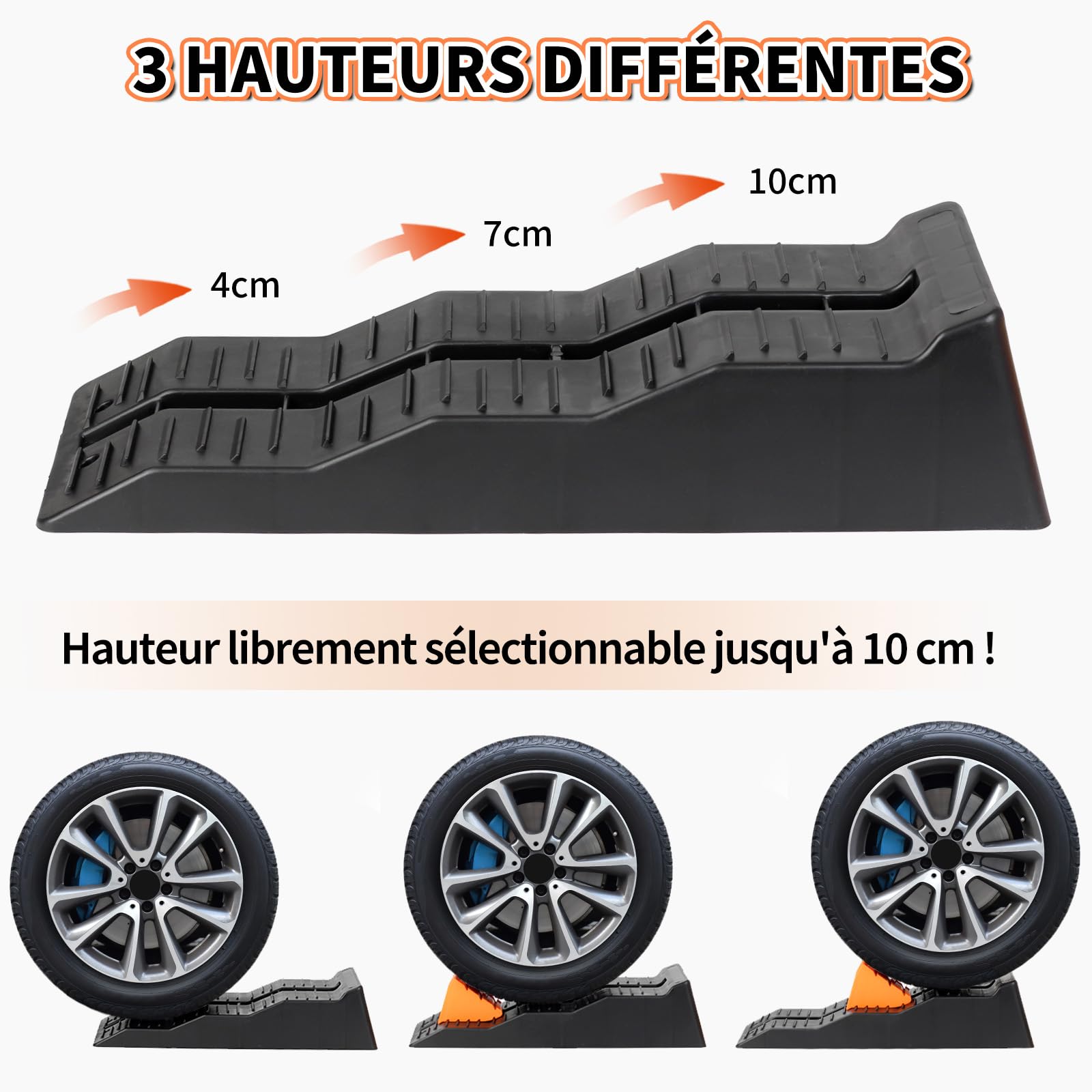 OULEME Cales d'accès pour camping-car [lot de 2], Cales stables avec verrouillage par carte, Cales de marche antidérapantes, pour caravane, camping-car & remorque (<5t)