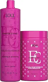 Kit Reconstrução Profissional Engorda Cabelo - Shampoo e Máscara Cronograma Capilar | Soul Care Profissional (1l)
