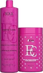 Kit Reconstrução Profissional Engorda Cabelo - Shampoo e Máscara Cronograma Capilar | Soul Care Profissional (1l)
