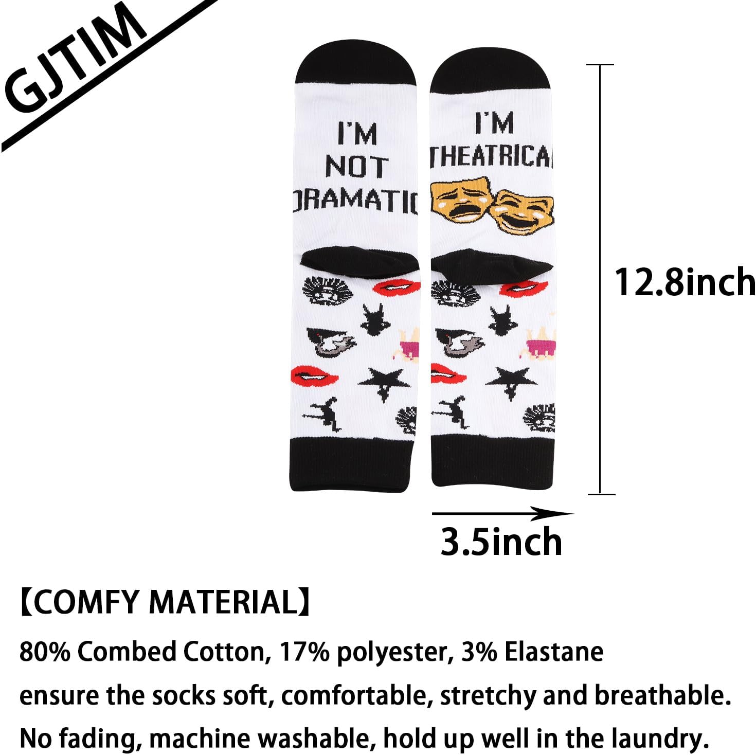 Musical Gift I'm Not Dramatic I'm Theatrical Musical Theatre Gift Musical Socks for Musical Lovers (US, Alpha, One Size, Regular, Regular, I'm Not Dramatic) - Image 3
