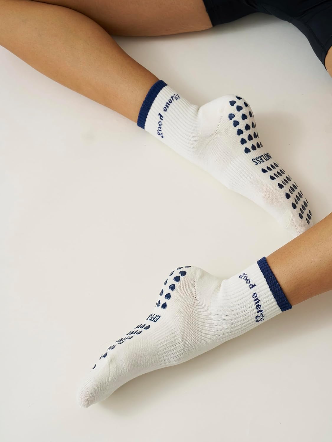 Shapes Studio Crew Half Calf Grip Socks, Cutest Fruits Pilates Socks, Ruffle socks, Non-Slip, Barre Yoga Fitness - Image 2