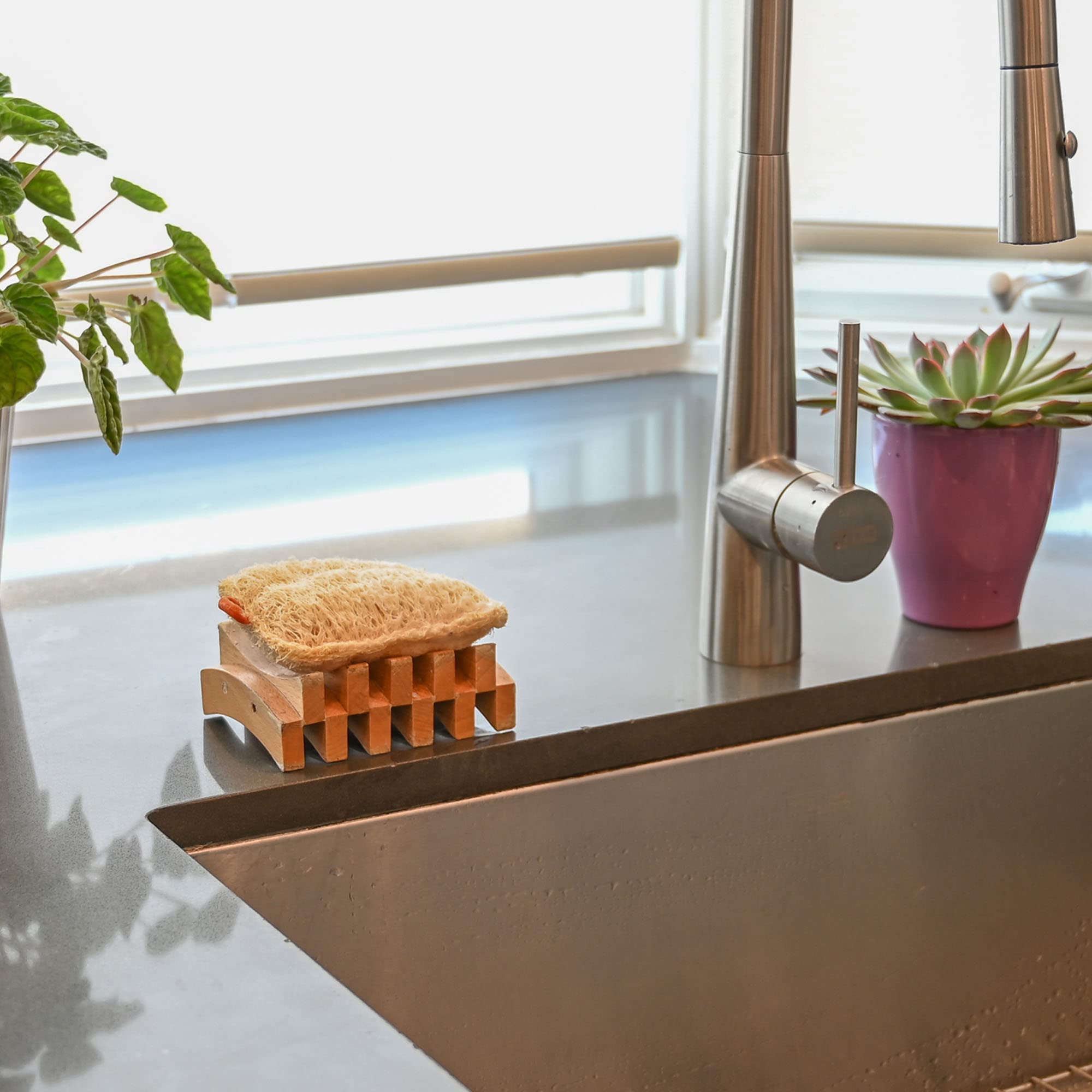 Esponja de cocina natural de lufa (paquete de 3) - Esponjas ecológicas - Esponjas naturales para platos - Esponjas compostables - Esponjas biodegradables para cocina - Esponja de cocina a base de