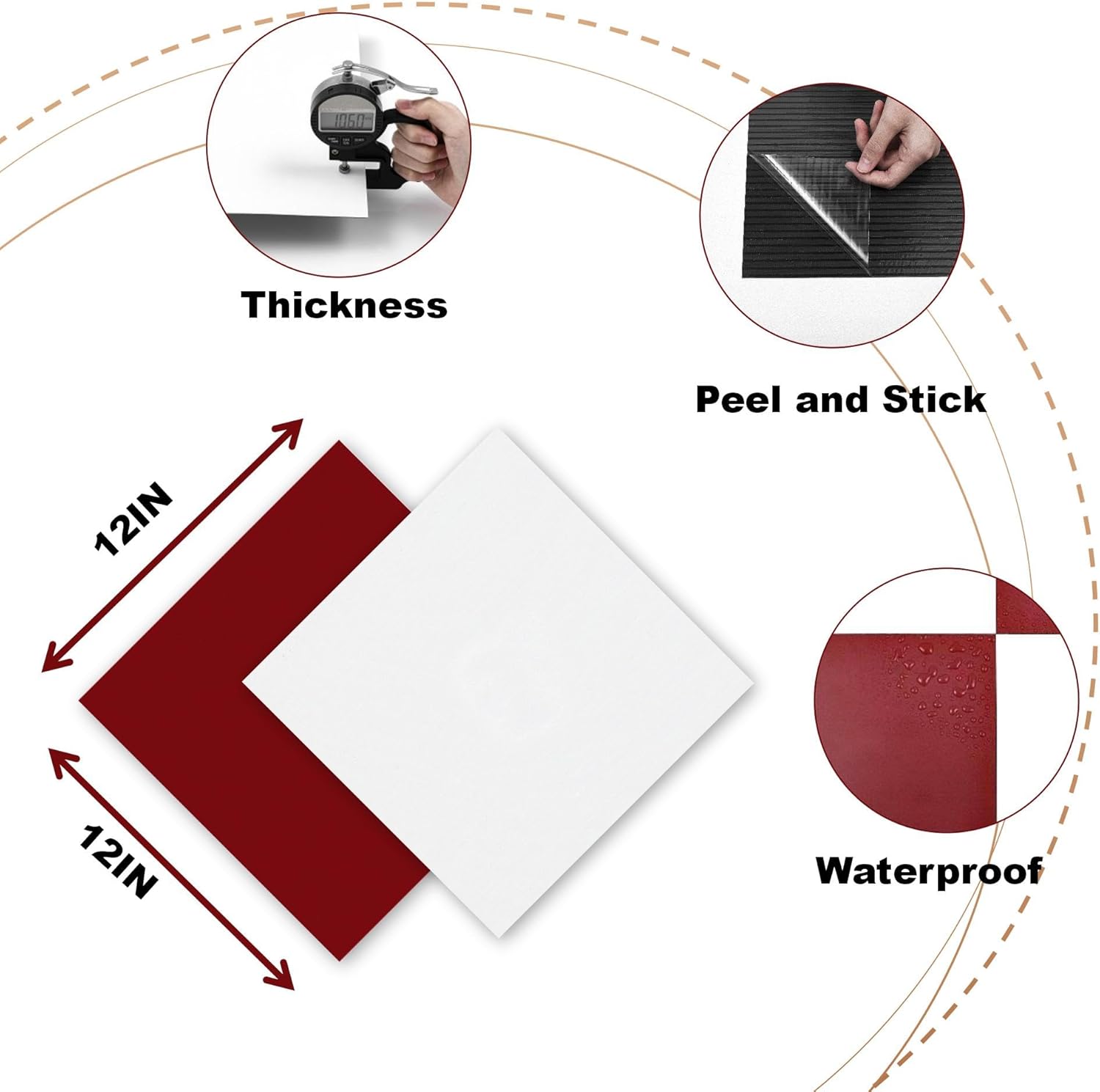 Alow Peel and Stick Floor Tile,Vinyl Flooring Red Checkered Floor Tile 12in×12in.DIY Flooring for Dining Room,Bathroom and Kitchen, (30 PCS, 15 Pieces Each in red and White), Red&white