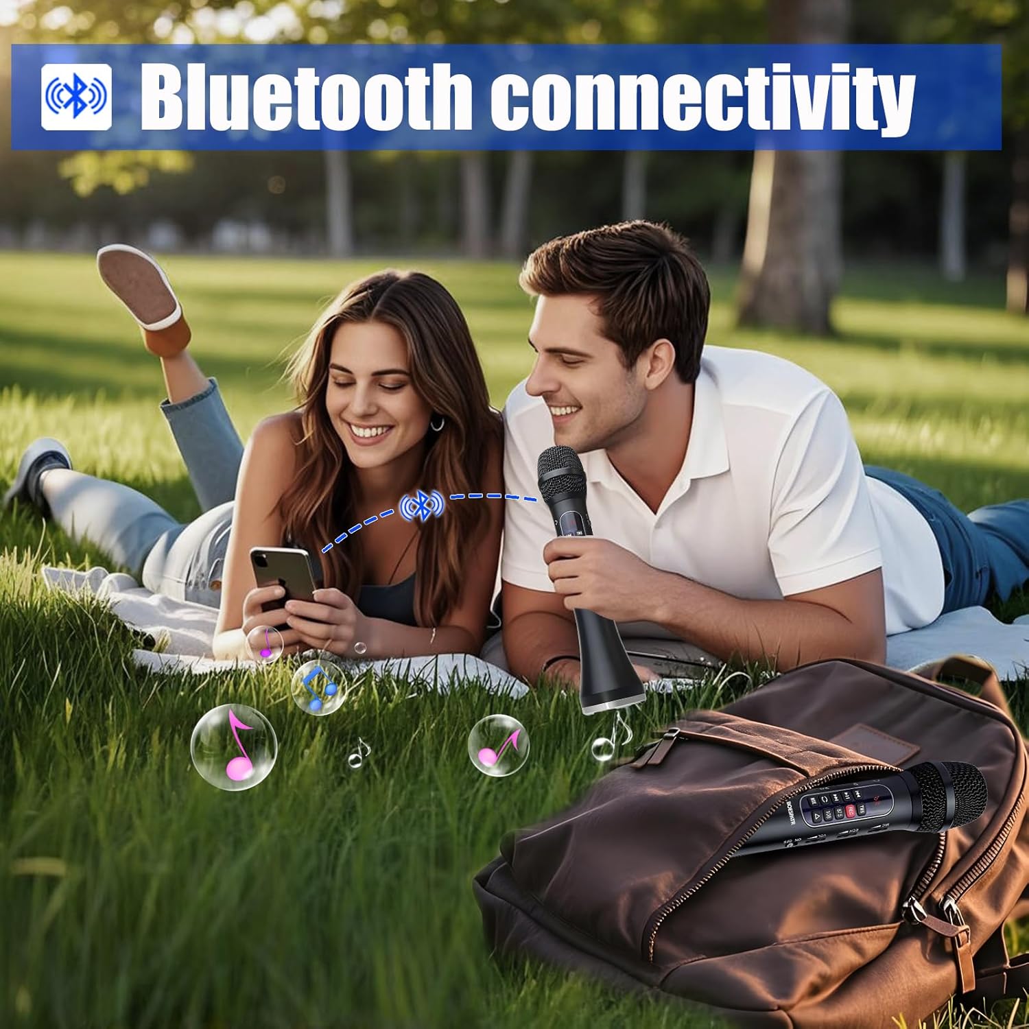 Portable Karaoke Microphone for Singing 30W High Power, Bluetooth Microphone Wireless with Speaker,DSP Level Multi-Functional Mic for Home Party Car Outdoor Entertainment Stunning Sound New