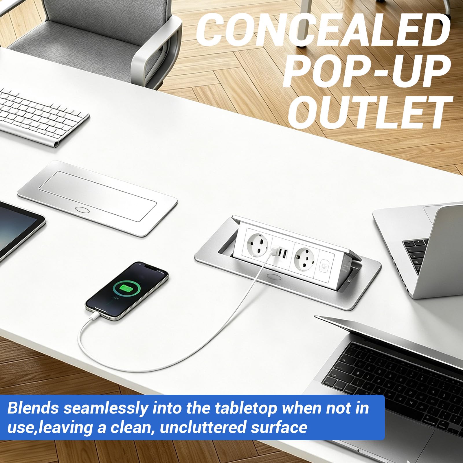 CPROSP 15 W Versenkbare Einbausteckdose mit 2 Steckdosen 3 USB PD+QC3.0