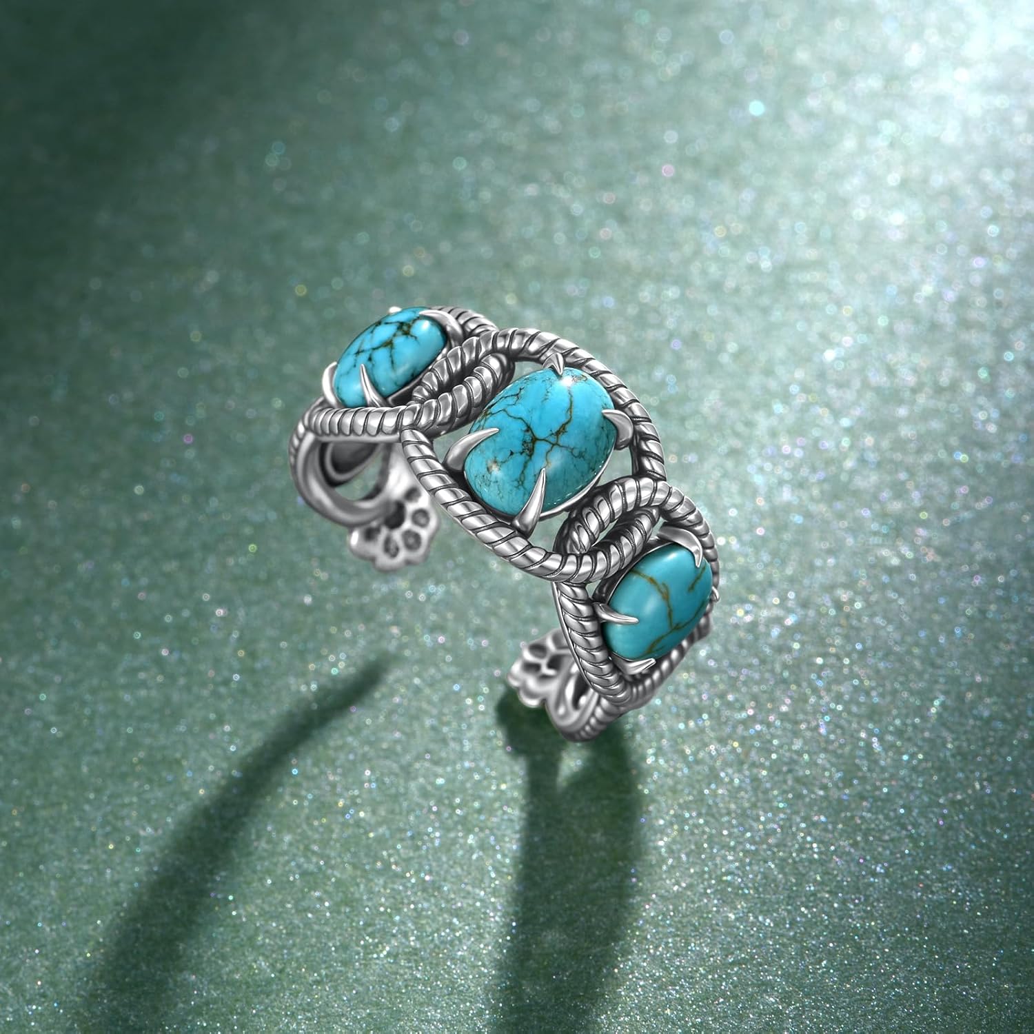 Genuine Turquoise Rings for Women 925 Sterling Silver Daisy Western Rings Vintage Nature Gemstone Real Turquoise Jewelry for Women