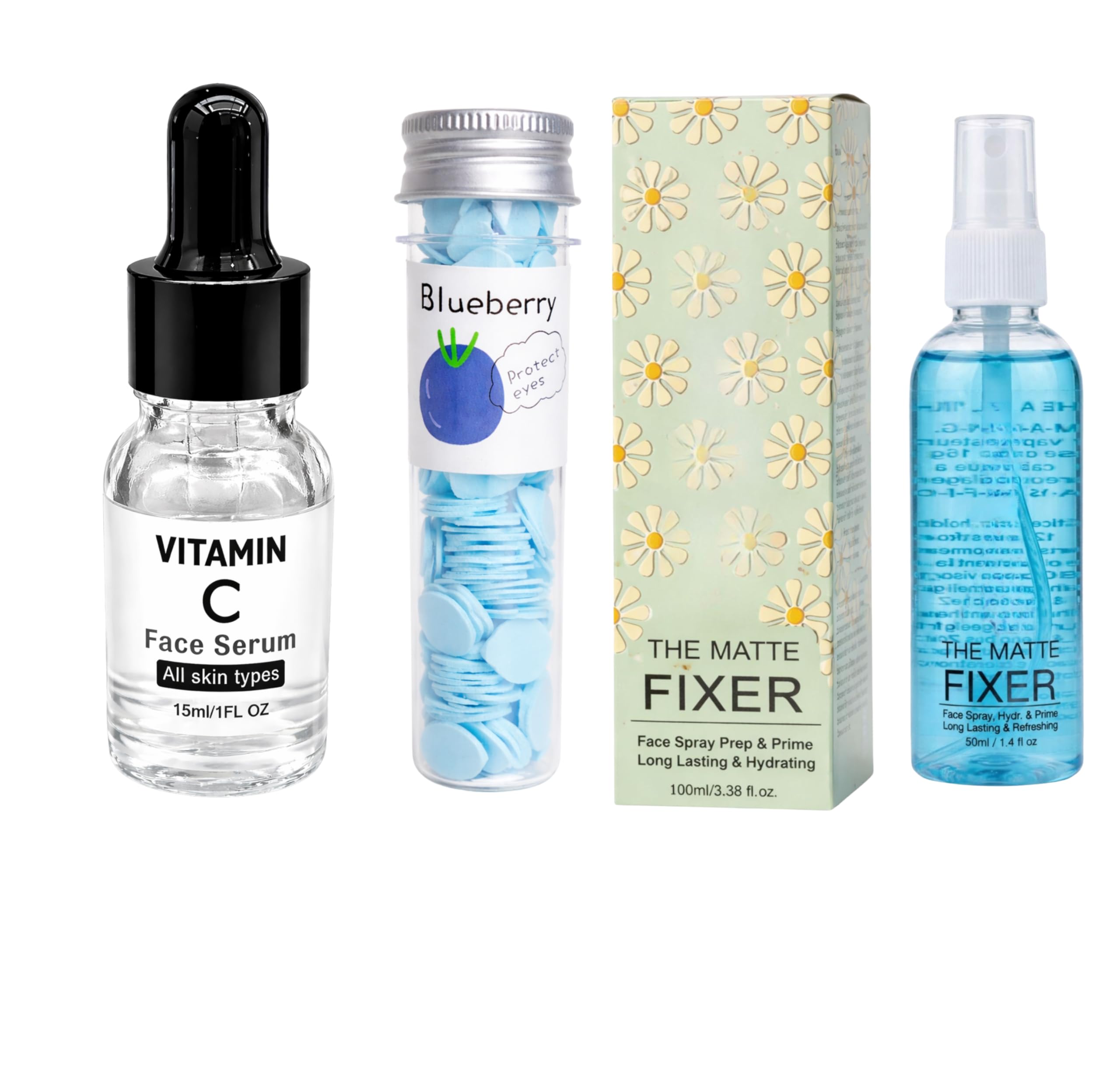 4-in-1 Skin Glow & Makeup Setting Spray Combo Kit for Women | Includes Vitamin C Face Serum (15ml), The Matte Fixer Hydrating Face Mist Spray & Portable Blueberry Paper Soap Sheets Tube-picture-11