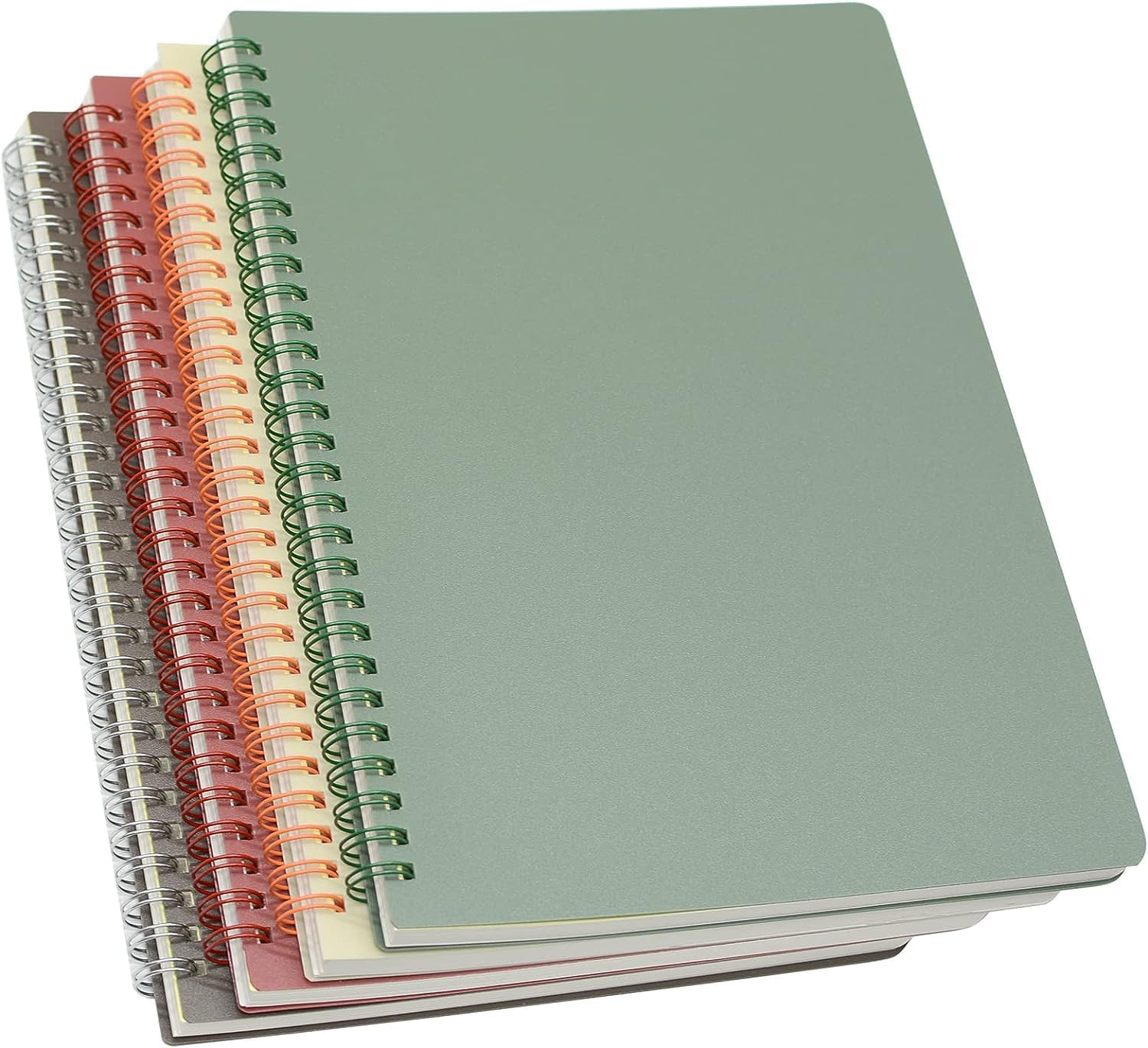 Spiral Notebook, 4 Pcs 4 Color 9.8 Inch x 6.9 Inch B5 Thick Plastic Hardcover 7mm College Ruled Paper 80 Sheets (160 Pages) Journal for School and Office Supplies (4 Pcs B5)