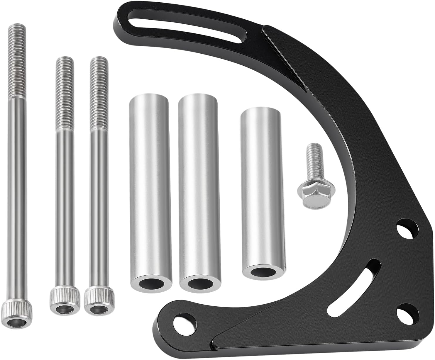 SBC Alternator Bracket Electric Water Pump Adjustable Bracket Kit Aluminum for Chevy Small Block 305 327 350 5.0L 5.7L Compatible with Chevy Long Water Pump V-Belt Pontiac