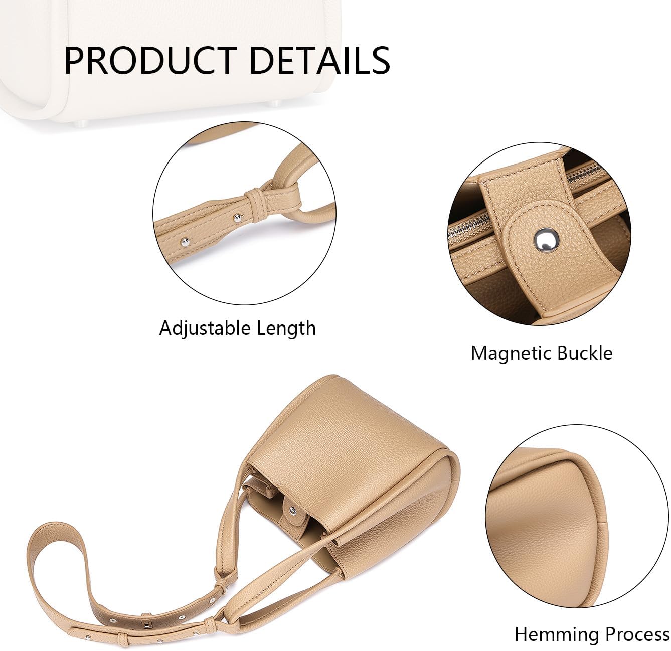 PU Leather Tote Bag Slouchy Handbag with Zipper Stylish for Women's - Image 5