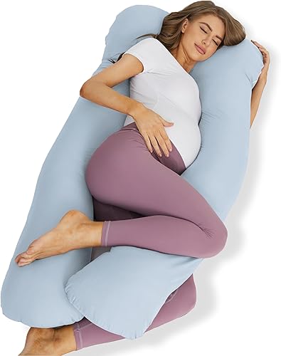 Miniatura 10 de ZZZhen Almohada de embarazo para dormir, almohada de maternidad en forma de G – 56 pulgadas con funda extraíble de microfibra gris, multiuso y gris