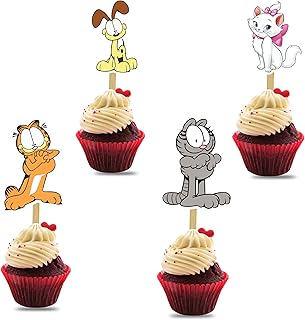 "The Gaarfield Cupcake Topper – Funny Cartoon Cat Theme Cupcake Decoration – Premium Quality, Durable, Reusable Party Supplies – Perfect Birthday Cake & Cupcake Decoration for Party Décor"
