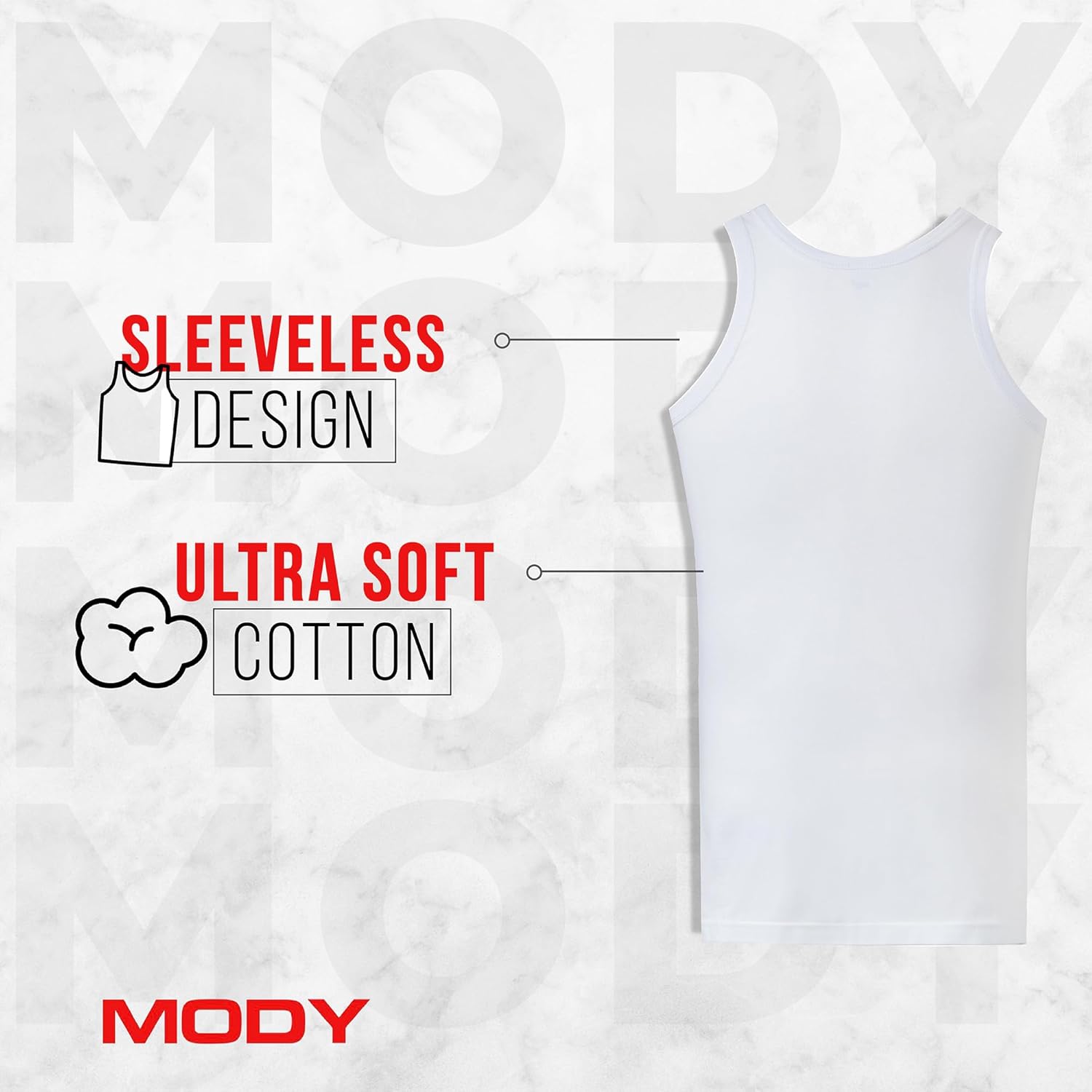 Mody Men Undershirt 5-Pack, Soft Undershirt, Tank Top for Men, Cotton Men Undershirt