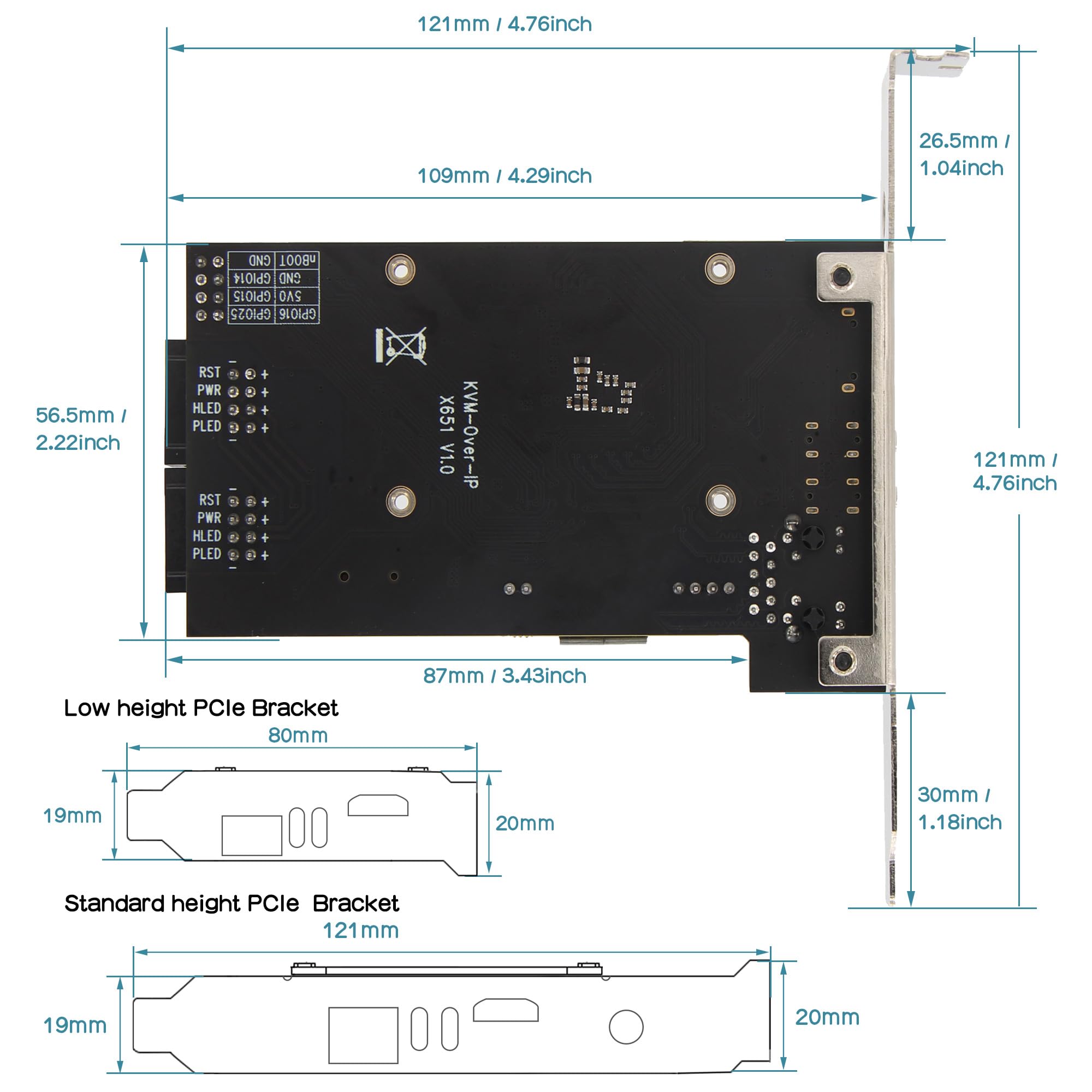 Geekworm X651 Open Source PCIe Versione KVM Over IP Kit per Raspberry Pi CM4 | Supporta KVM V3, PoE, accesso remoto a livello BIOS, controllo alimentazione ATX, Gigabit Ethernet, acquisizione video