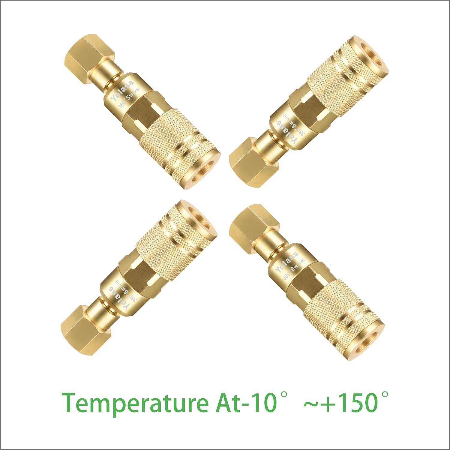 Yolass 8Pcs 1/4”NPT 360°Swivel Brass Rotary Coupler,1/4”NPT Air Hose Fittings,Air Compressor Fittings Quick Connection Fittings