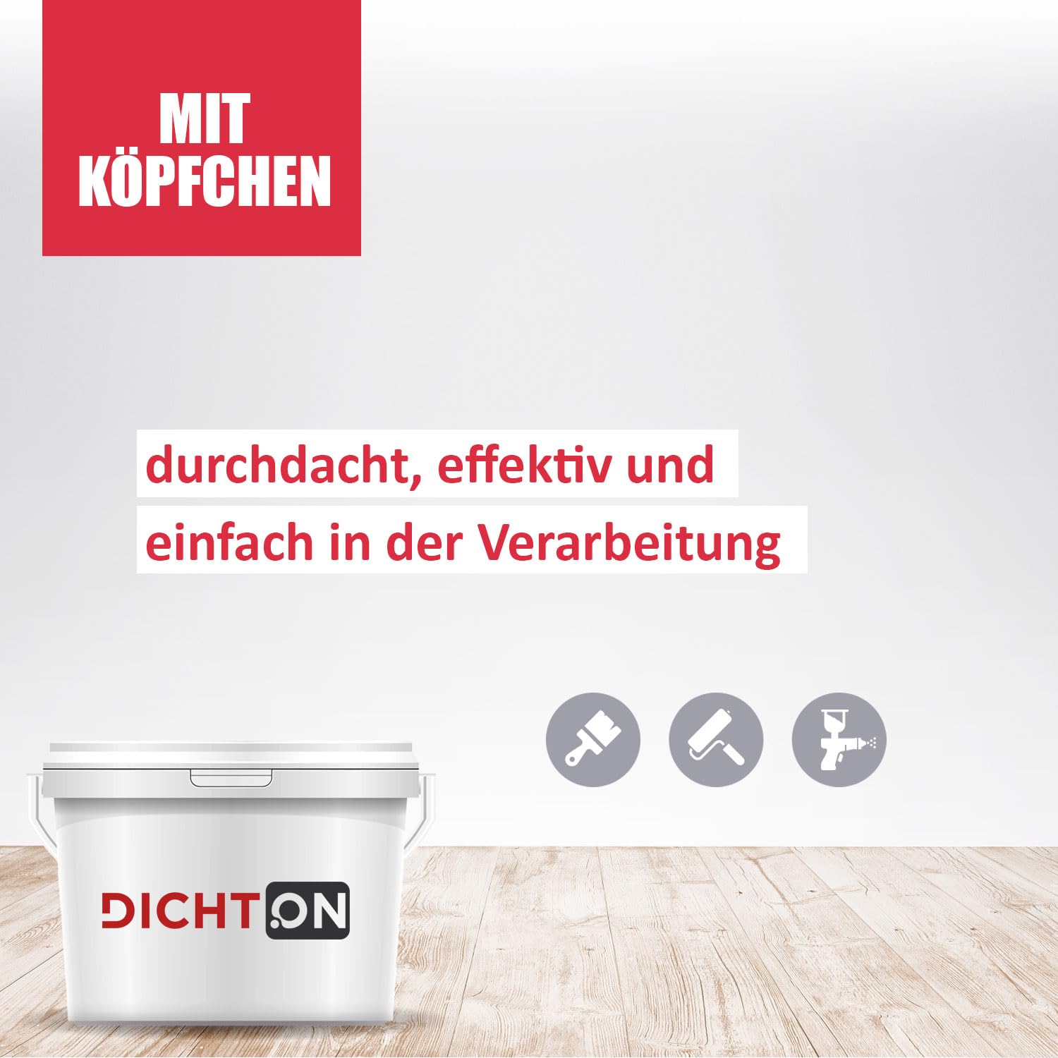 Fertigspachtel 10kg weiß - Feinspachtel 2in1 Flächenspachtel, Füllspachtel für Putz, Gips, Beton, Holz - Spachtelmasse superglatt, wasserfest, rissfrei © DICHTON D.50W