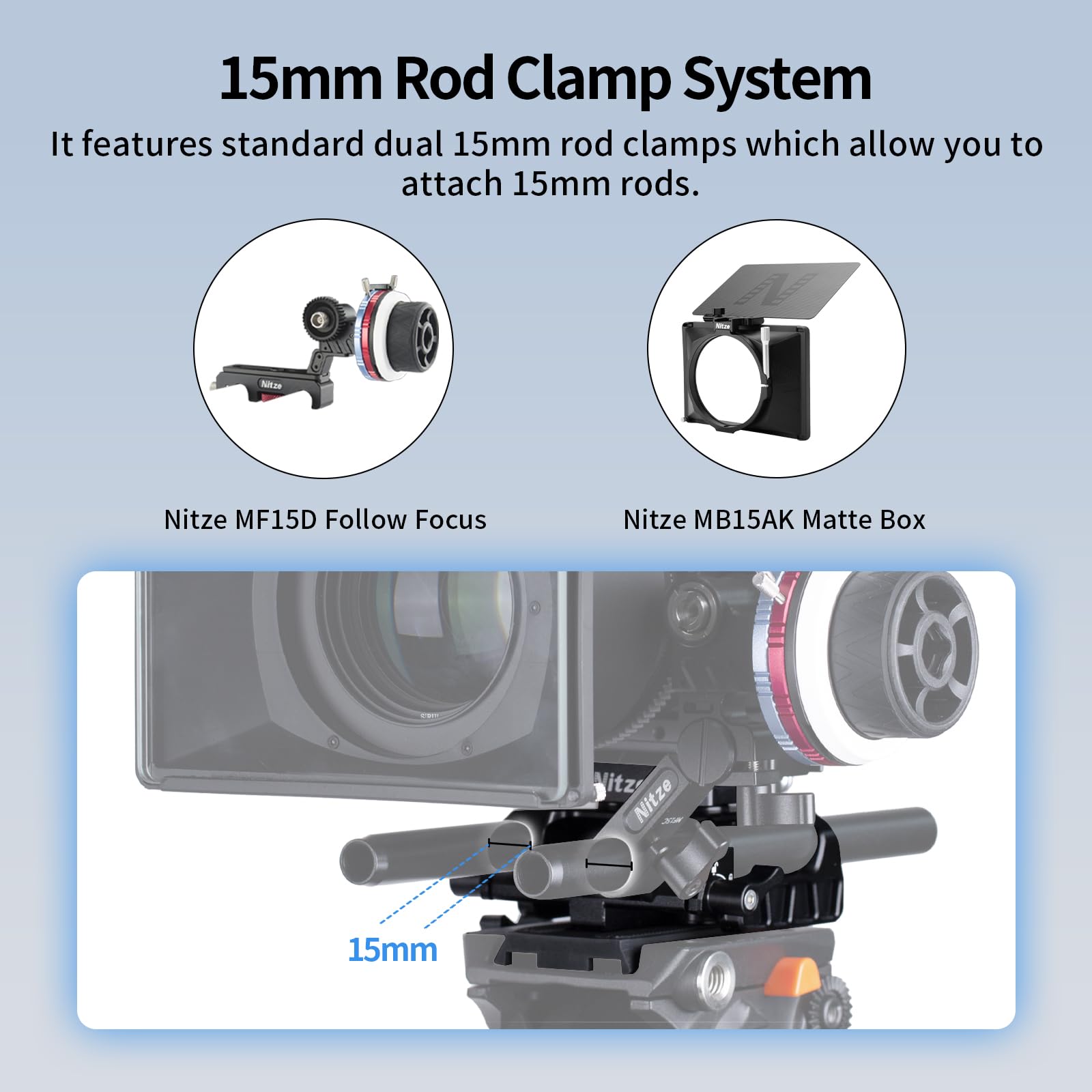 Nitze Piastra di Base 15 mm Regolabile in Altezza per Arca Swiss, Piastra di Base Universale LWS con Morsetti per Asta da 15mm & Morsetto a Coda di Rondine ARRI - PB20A