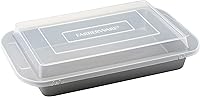 Vista 2 de Farberware Bandeja antiadherente para hornear con tapa/molde antiadherente para tartas, rectangular, 9 x 13 pulgadas, gris y cuadrado, 9 pulgadas