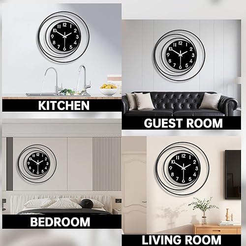 Miniatura 6 de Reloj de pared decorativo de 16 pulgadas, silencioso y sin tictac, funciona con pilas, reloj de pared grande para sala de estar, cocina, hogar,