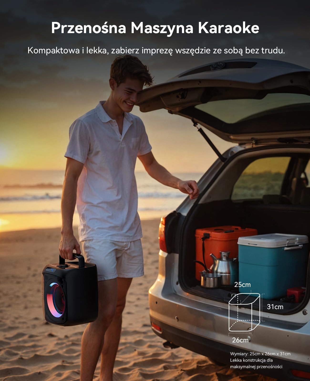 Karaoke GKS60 Dla Dorosłych, Imprezowy Głośnik Bluetooth Z 2 Mikrofonami