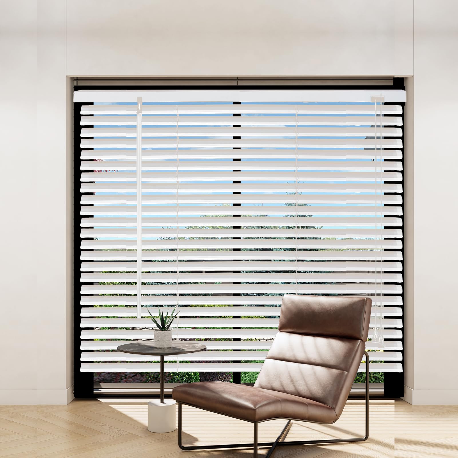 Aluminium Jalousie 120 x 220 cm, mit Klemmträgern, Jalousie ohne Bohren, Sichtschutz, Sonnenschutz, Aluminium Jalousie für Fenster und Türen, Weiße.