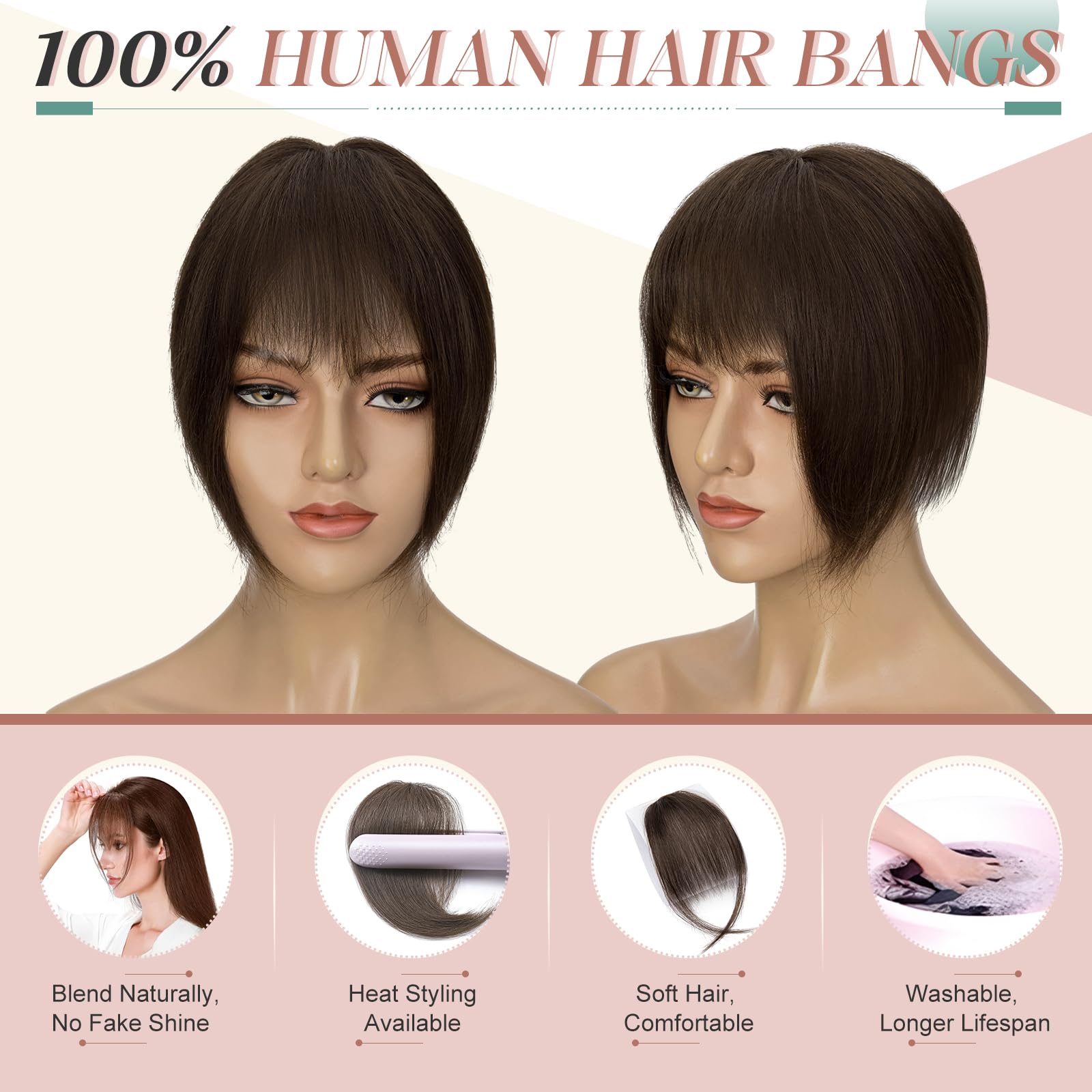 Elailite Clip on Bangs Human Hair Wispy Air Bangs Super Thin Fringe - Image 4