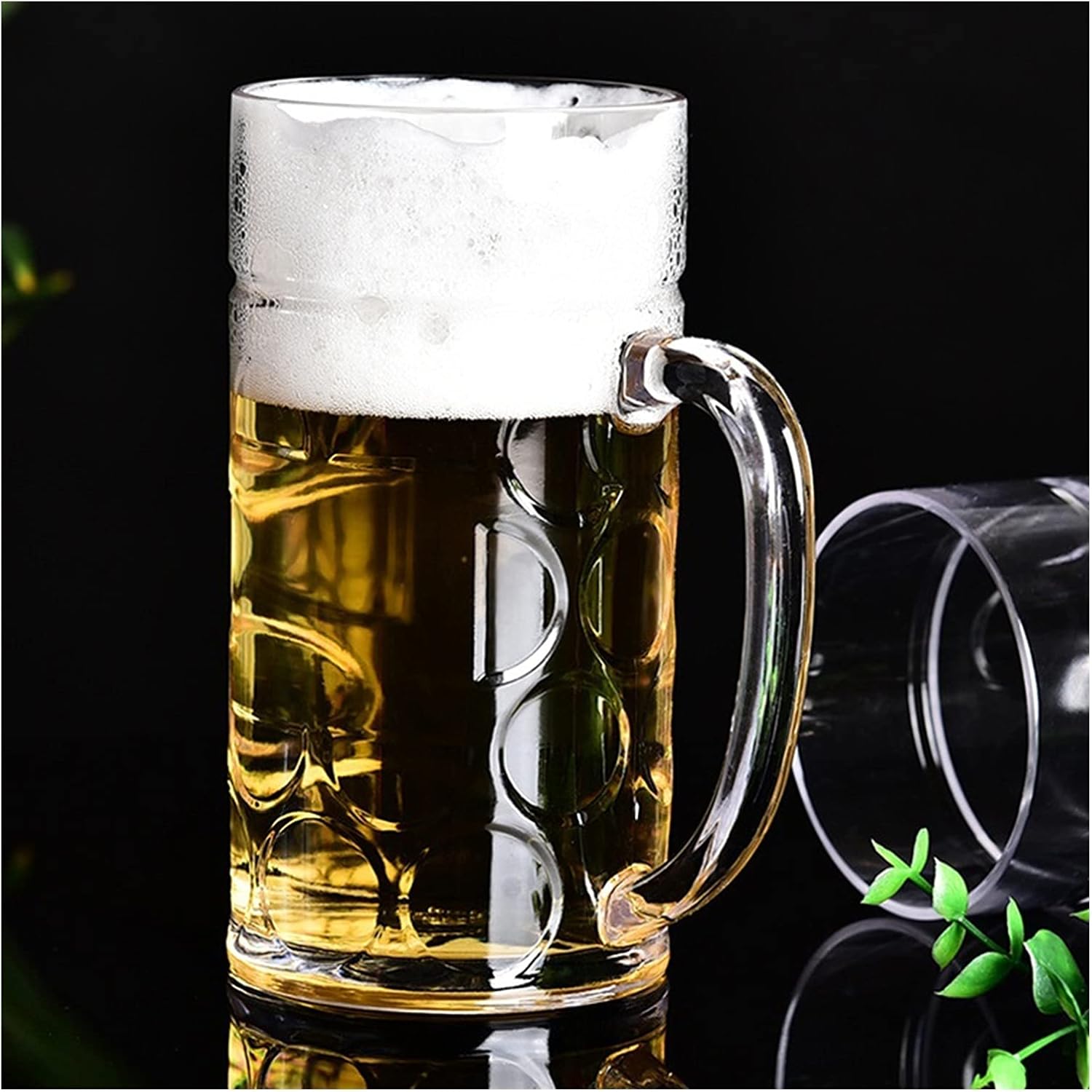 Beer Cup Beer Glasses with Handle Traditional Beer Mug Glasses Set Perfect Coffee Tea Glass Everyday Drinking Glasses 35 Ounce 6-Pack Beer Stein