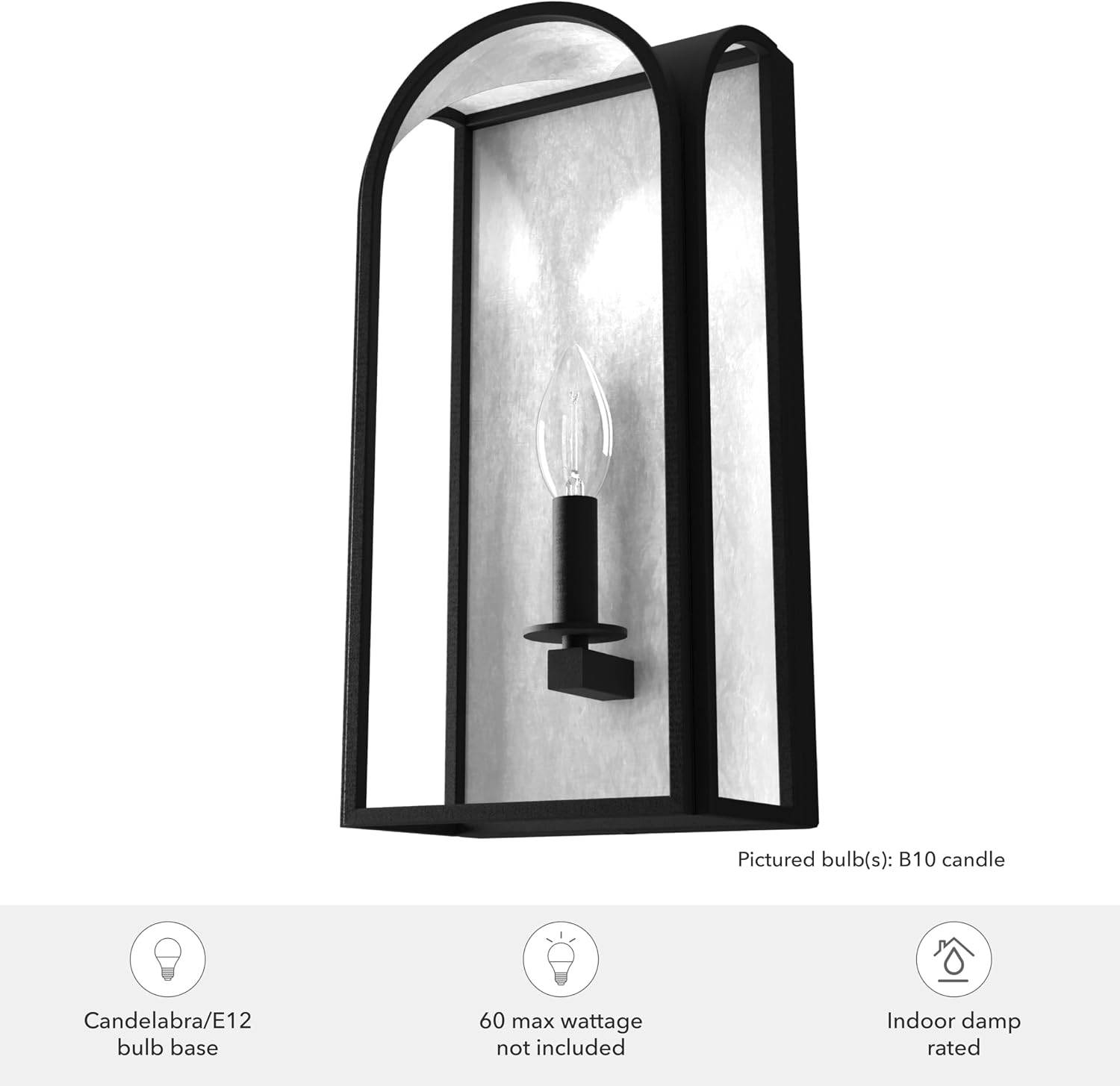 Hunter - Dukestown 1-light Natural Black Iron, Small Sconce Light, Dimmable, Formal Style, for Bedrooms, Kitchens, Foyers, Bathrooms - 19730