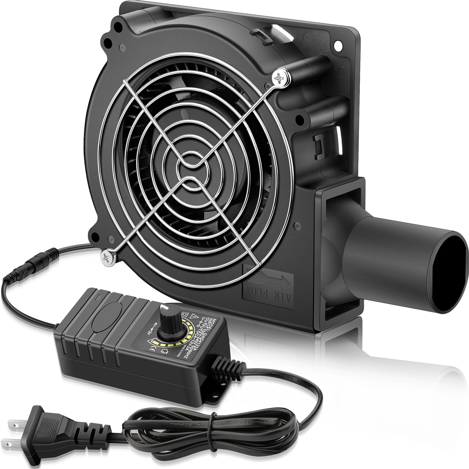 GDSTIME 120mm x 32mm Blower Fan 12V with 110V 120V AC Powered Variable Speed Controller, Dual Ball Bearing Squirrel Cage Centrifugal Fans, Small Charcoal Starter for BBQ, Smokers, Inflatables