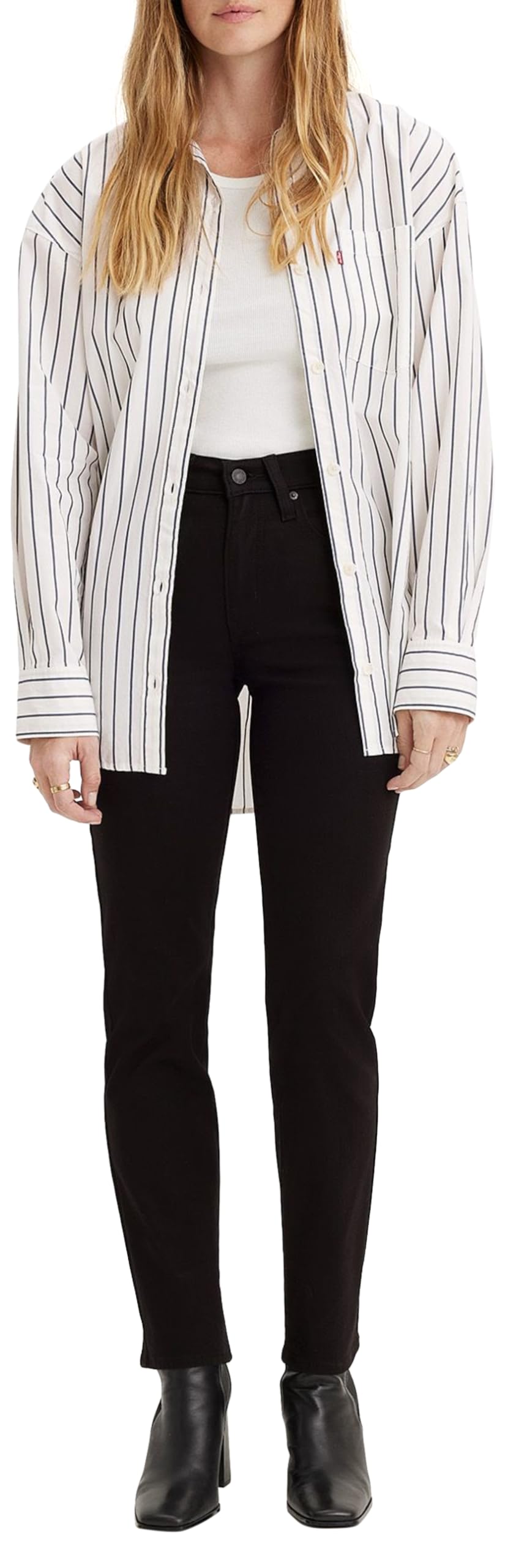 Levis Women's Black 724 High Rise Straight Jeans in Size 25 L30, Sports Direct