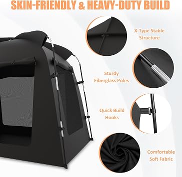 Bed Tent, AYAMAYA Indoor Privacy Tents Bed Canopy for Kids and Adults, Privacy Space 80% Blackout for Sleeping, Breathable Mesh Windows & 2 Doors and Phone & Pad Holders Inside
