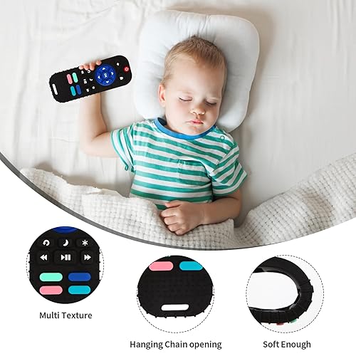 Miniatura 5 de Hooku Paquete de 2 juguetes de dentición de silicona para bebés de 0 a 6 meses, mordedores para bebés de 6 a 12 meses, mordedor remoto para bebés,