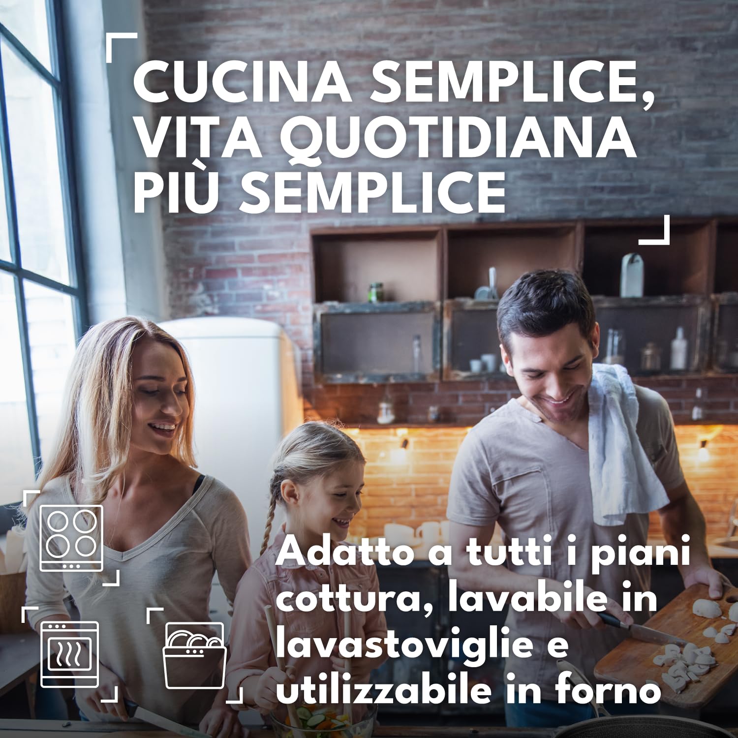 Onyx Cookware padella stufato 32 cm 7 l, bordo alto, per induzione e tutti i piani cottura, antiaderente antigraffio, 3 strati acciaio inox/alluminio