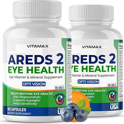 AREDS 2 Vitaminas oculares Luteína, zeaxantina, arándano, suplemento mineral de astaxantina para la visión Apoya la fatiga ocular, ojos secos,