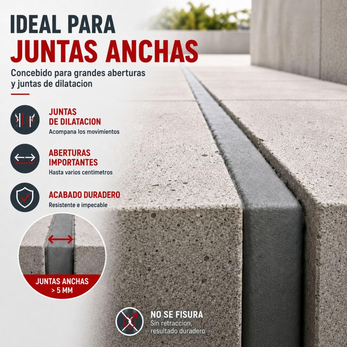 Mortero para Junta Flexible, Reparación de Fisuras en Hormigón 2 kg | Impermeabiliza Fachadas, Terrazas, Balcones, Azulejos y Hormigón, Rellena Fisuras, Int/Ext - Arcane Industries