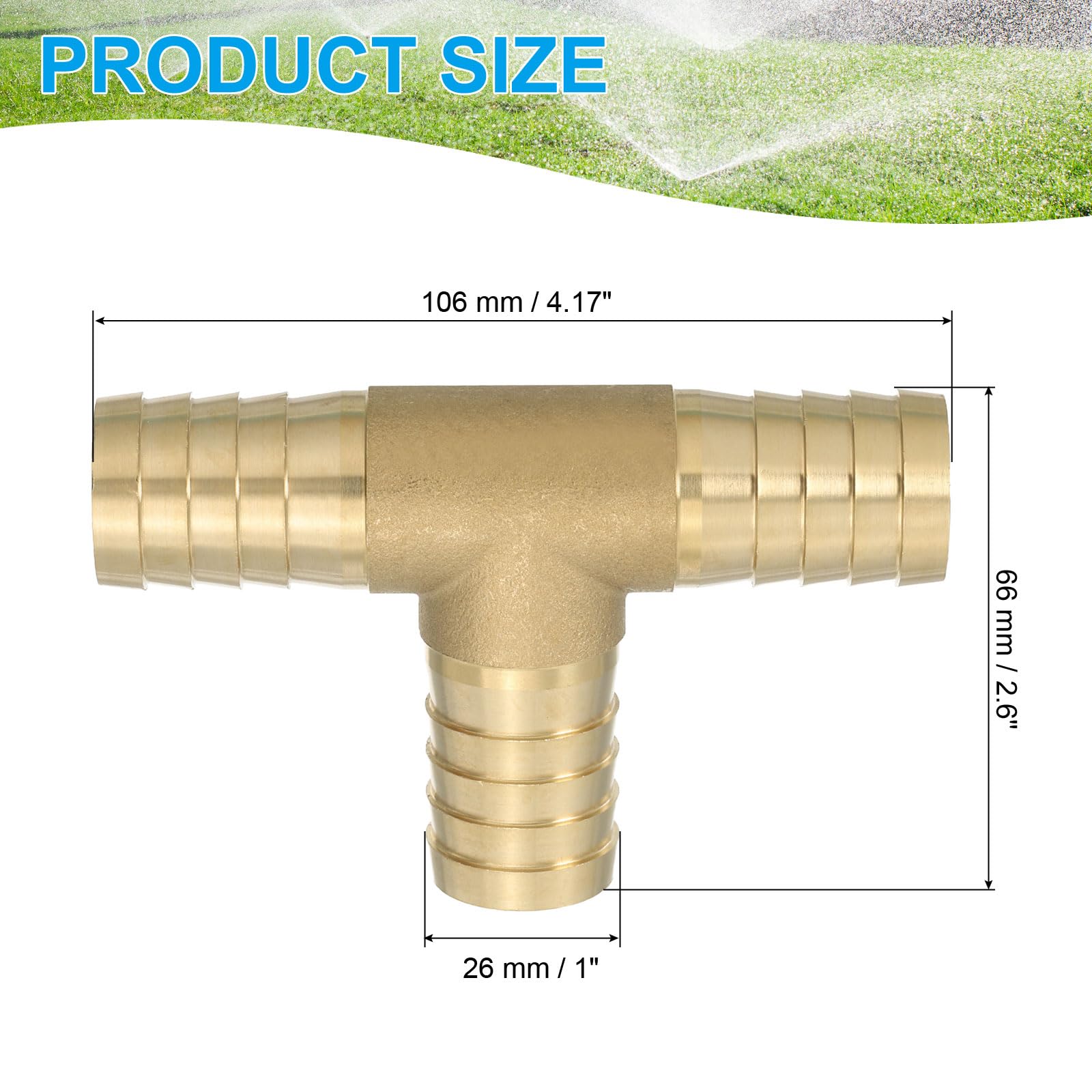 PATIKIL 1/4 Zoll T-Stück Messing - 2 Stück 3-Wege Schlauchverbinder Mit Schellen
