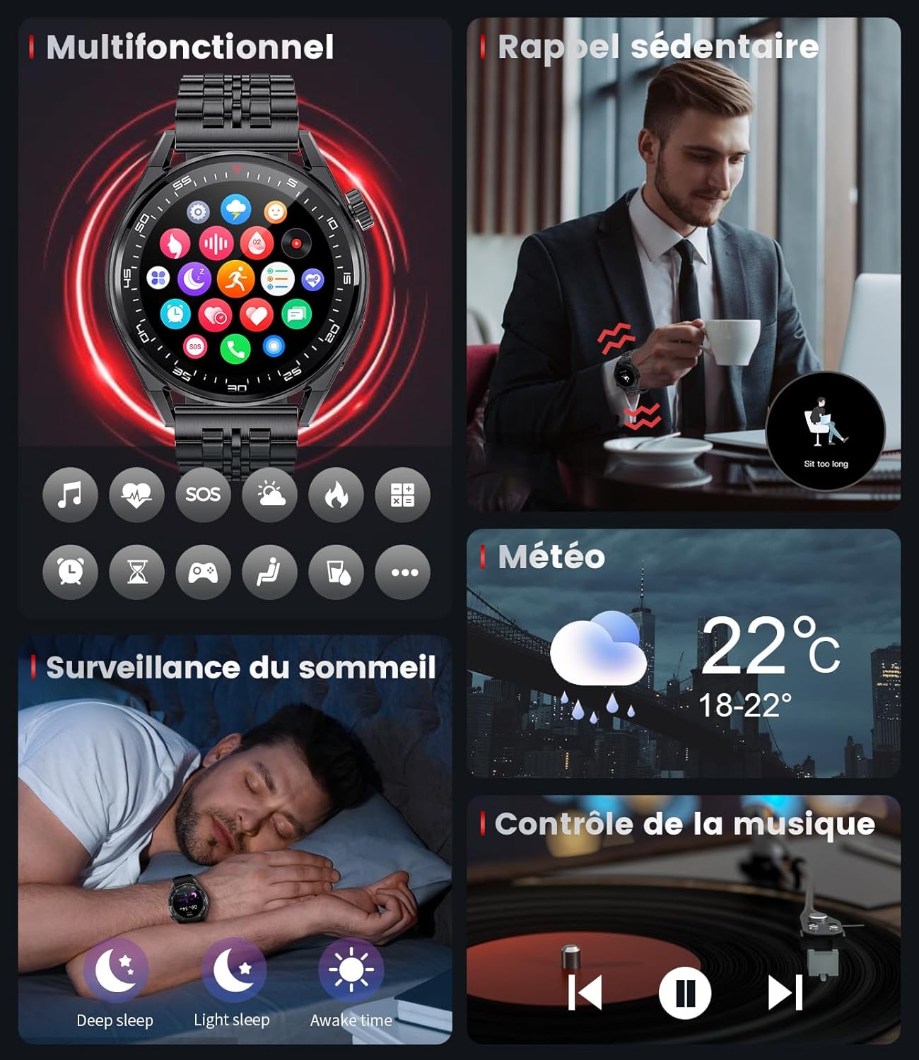 SIEMORL Orologio Smartwatch Uomo Chiamate e Whatsapp, Orologio Fitness Uomo Cardiofrequenzimetro, SpO2, Pressione Sanguigna, Sonno, IP68 Impermeabile Smart Watch 100+ Modalità Sport per Android iOS SIEMORL Orologio Smartwatch Uomo Chiamate e Whatsapp, Orologio Fitness Uomo Cardiofrequenzimetro, SpO2, Pressione Sanguigna, Sonno, IP68 Impermeabile Smart Watch 100+ Modalità Sport per Android iOS