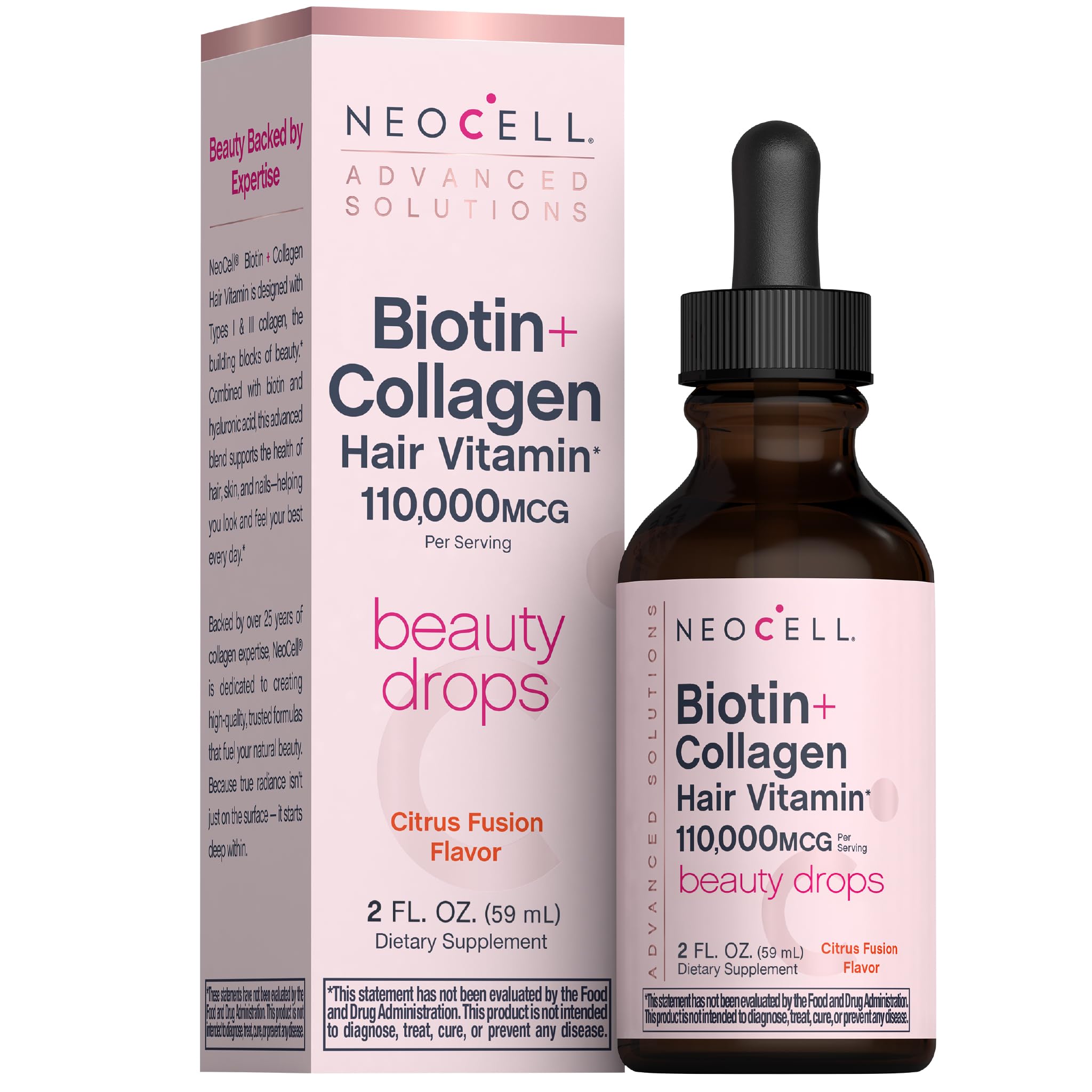 NeoCell Liquid Biotin and Collagen | 110,000mcg | Beauty Drops