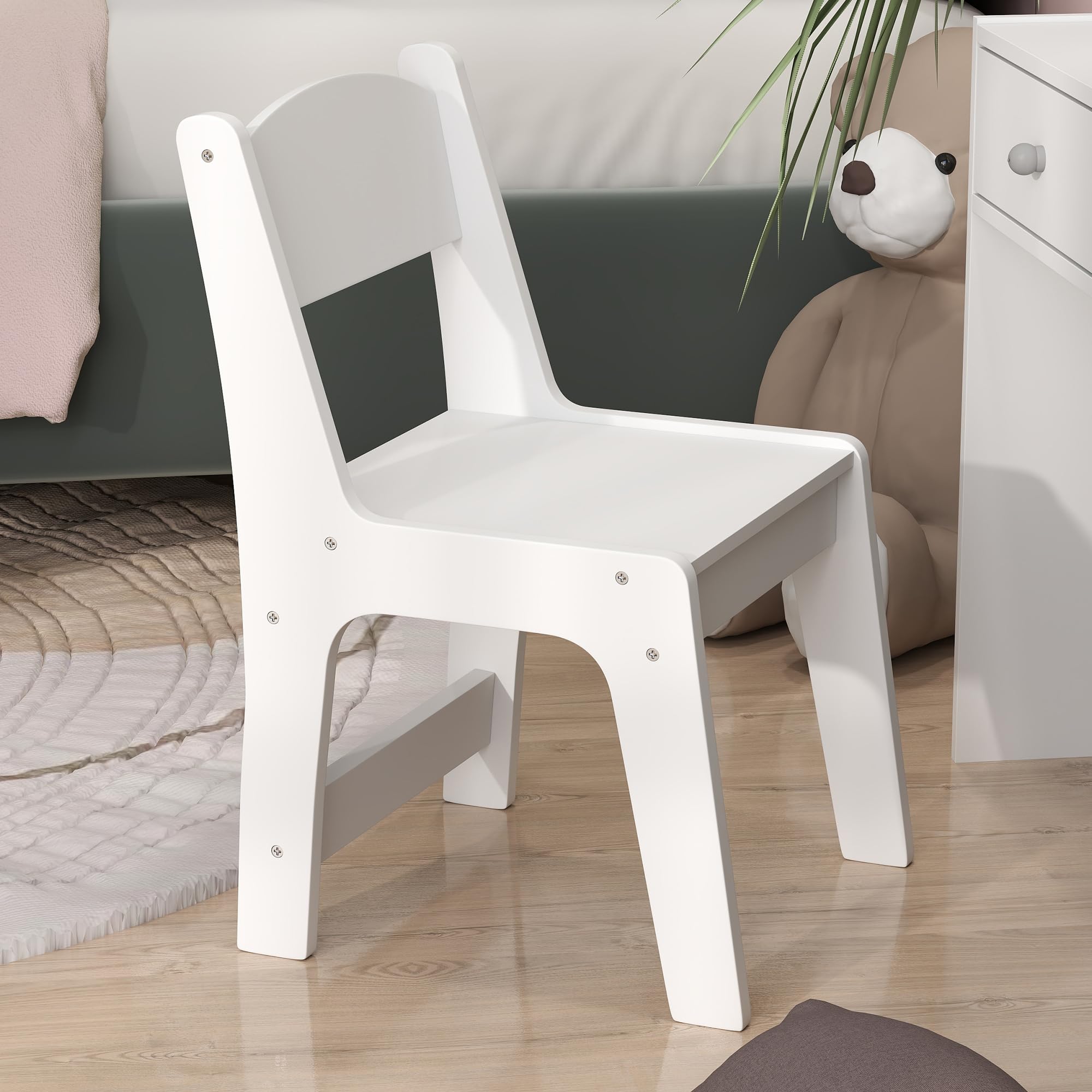 AIYAPLAY Tocador Infantil con Espejo y Taburete, Tocador Infantil Set de Maquillaje con Cajones de Almacenaje Regalo para Niños de 3 a 8 Años - Blanco