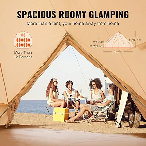 Miniatura 4 de Happybuy Canvas Bell Tent 4 Seasons Breathable 100 Cotton Canvas Yurt Tent - wStove Jack Luxury Glamping Tent Waterproof Canvas Tents for Family