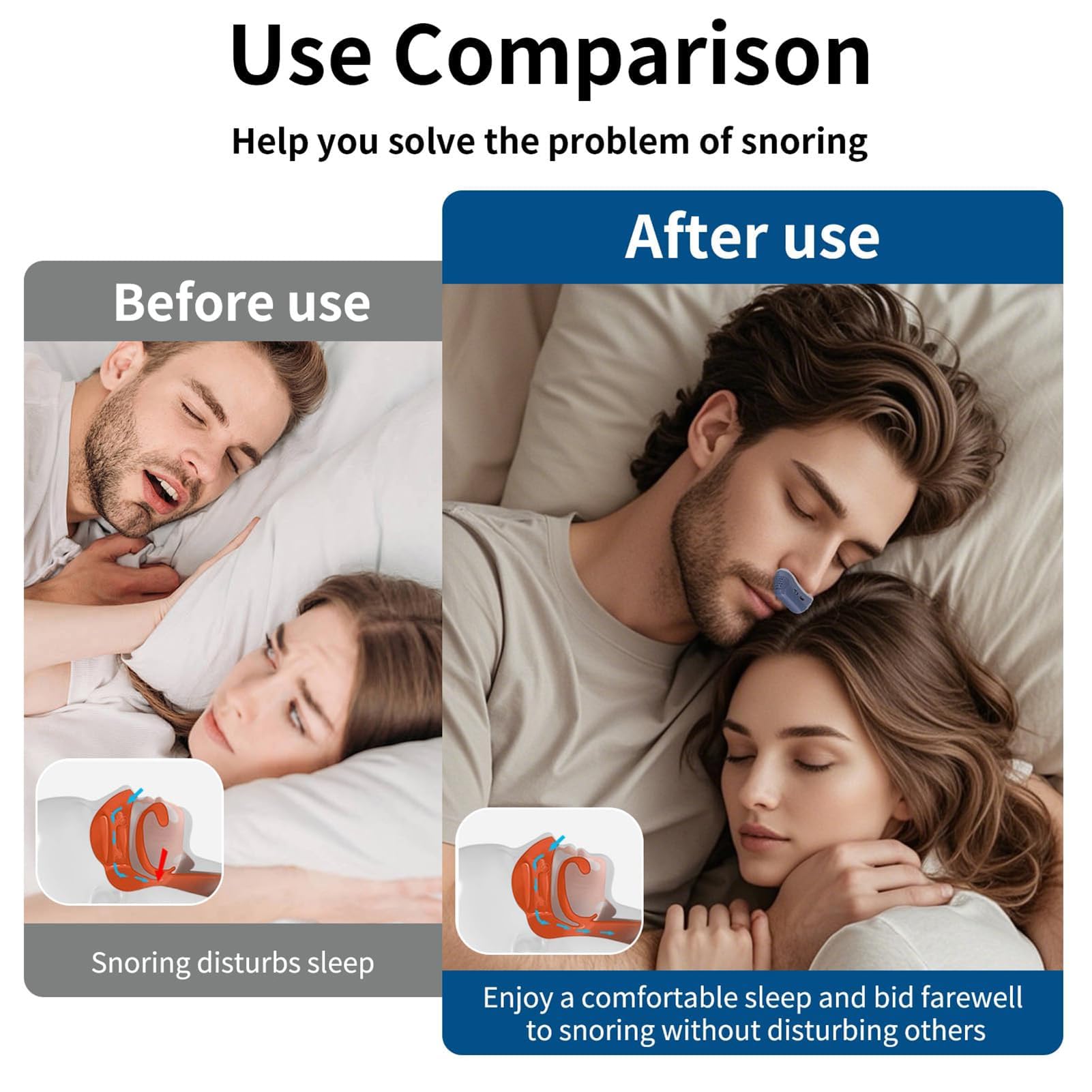 Macchina CPAP per Apnea Notturna Silenziosa, Dispositivo Anti-snoring, Mini CPAP Device, Russare per L'aiuto Addormentato, Migliora la Respirazione e Il Sonno Blue