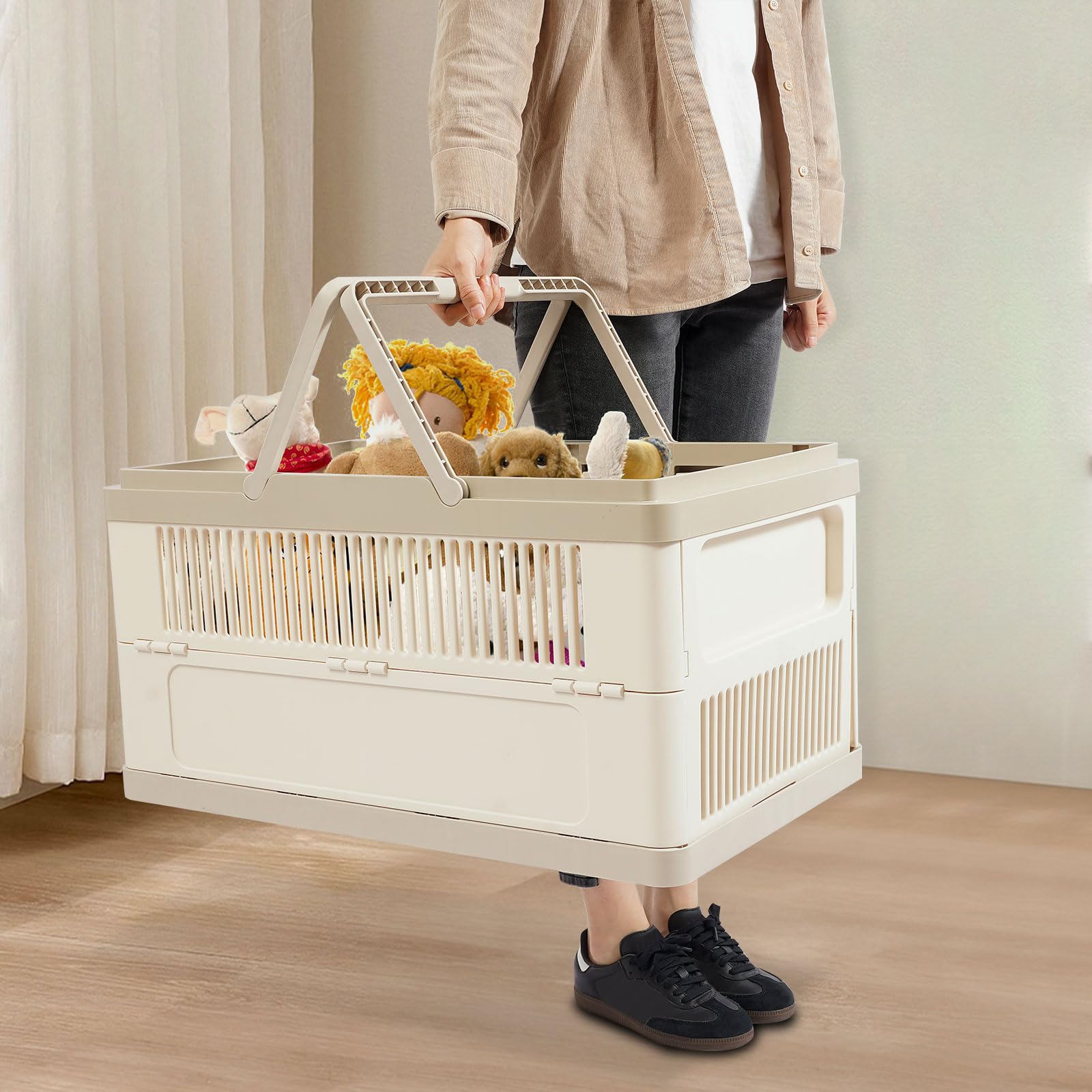 Faltbarer Wäschekorb HIPS PP Stapelbarer Aufbewahrungsbehälter Tragbar für Zuhause Büro 64x40x33.5cm