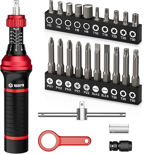 Vista 29 de VANPO Destornillador dinamométrico digital 2.66-53.1 in-lbs/0.3-6 Nm, juego de llaves dinamométricas ajustables con timbre/indicador LED