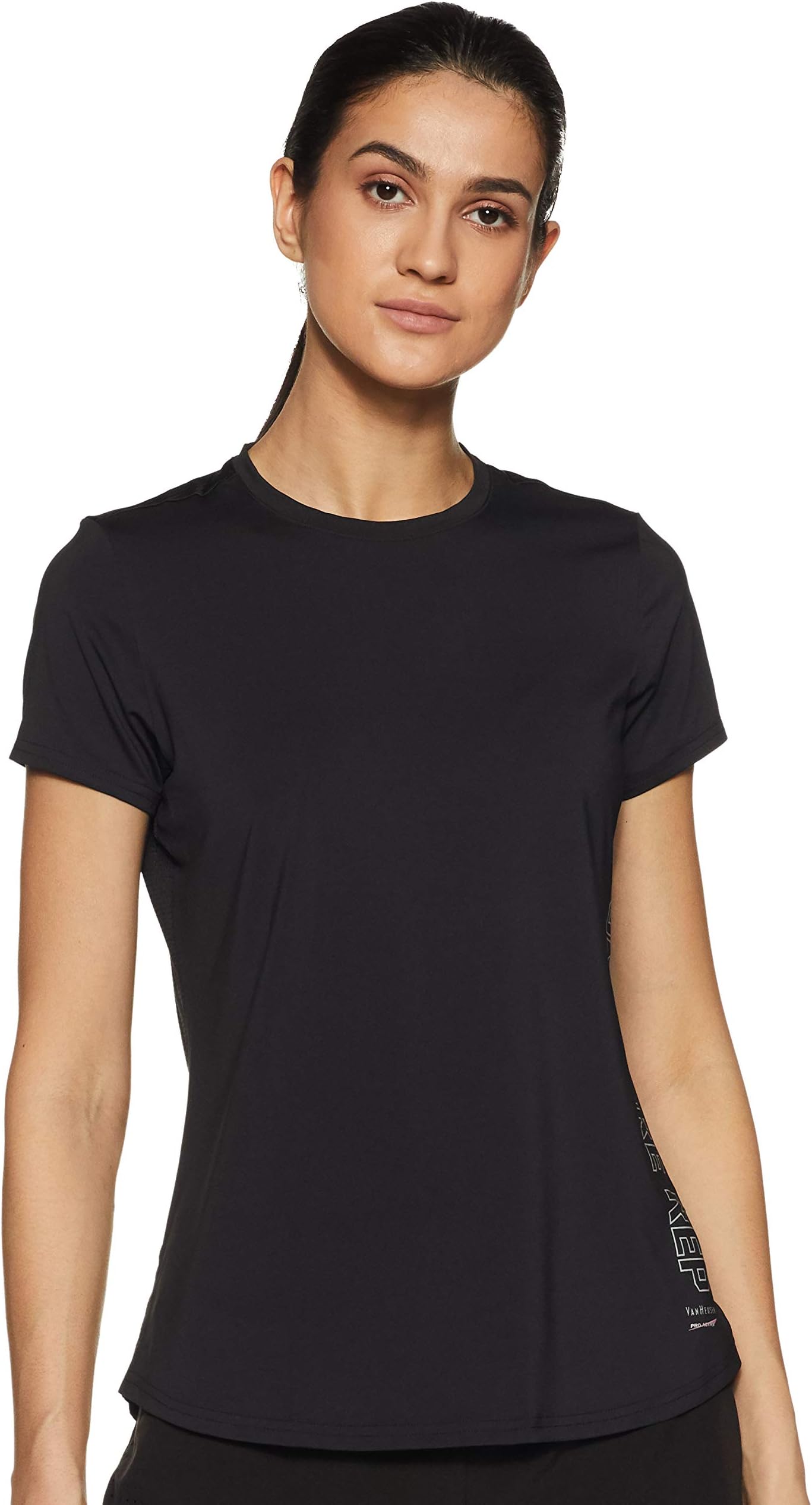 Van Heusen Women's Polyester Regular Fit Proactive Anti Bacterial T-Shirt - Round Neck, Moisture Wicking, Short Sleeve