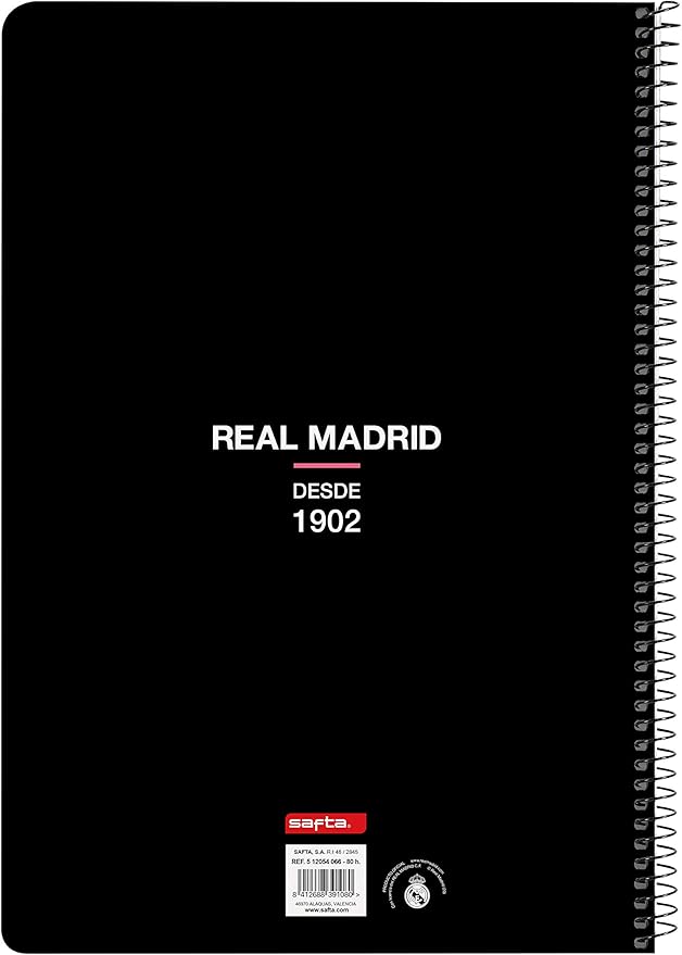 Taccuino Real Madrid 24/25 - Copertina Rigida, 80 Fogli, 21,5x31 Cm, Per Scuola, Bianco/Grigio - Foto 10