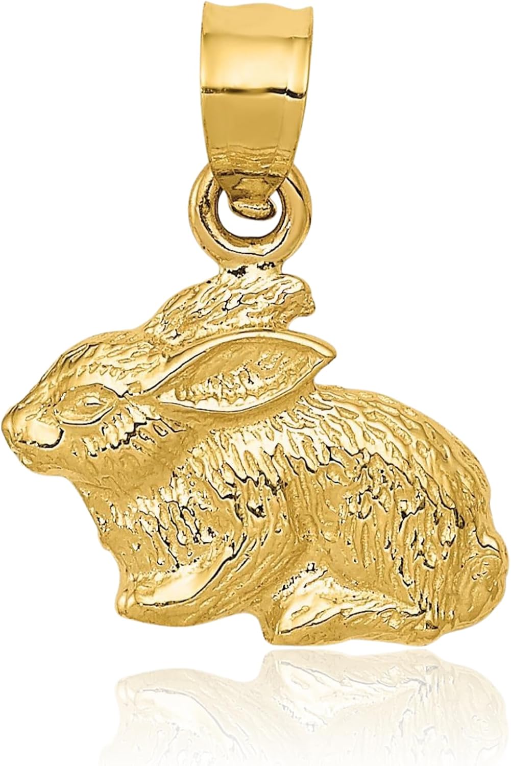 IceCarats 14K Solid Yellow Gold Small Rabbit Pendant Necklace 16.33mm 5/8 inch Polished, Textured for her